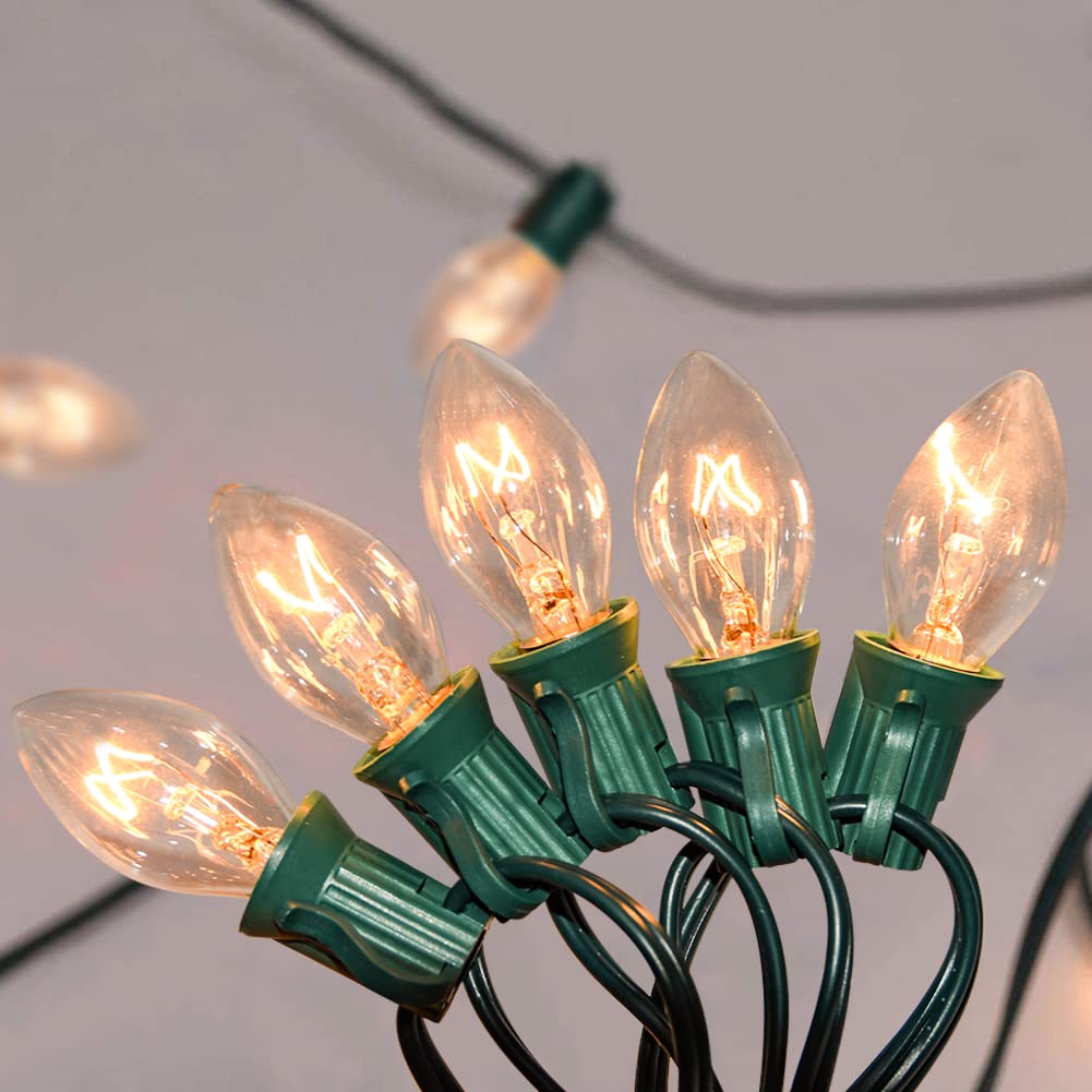 Sunsgne 25 Pack Clear Replacement Bulbs Night Light Bulbs, C7 Clear Christmas Incandescent Light Bulbs For Night Light Salt Lamp