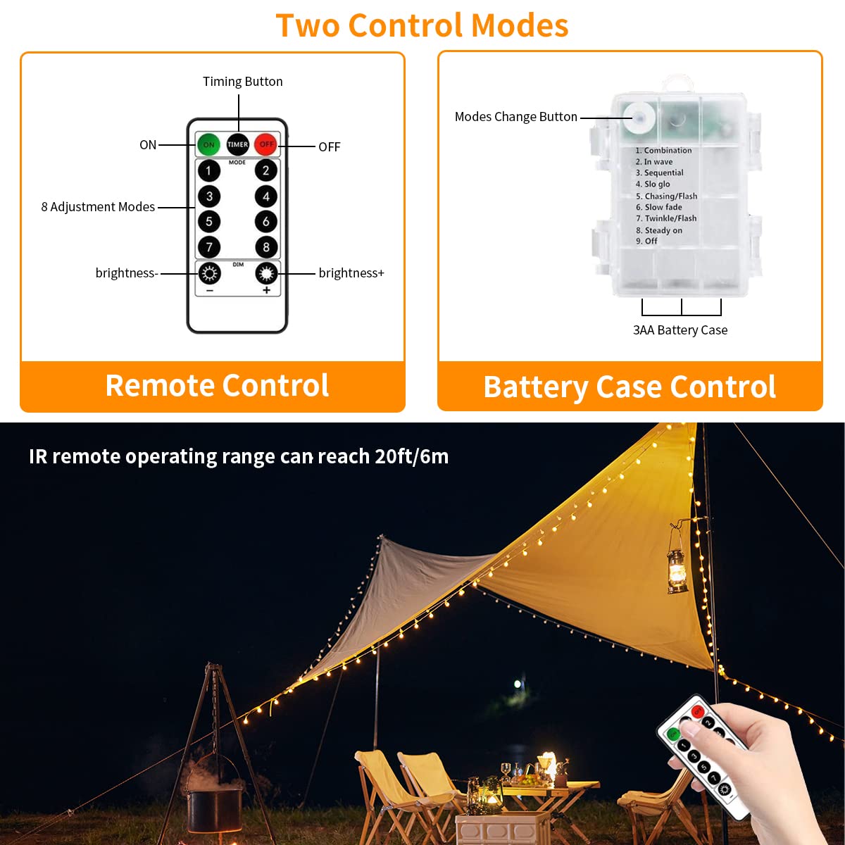 Ryblgled 33Ft Warm White 100Led Outdoor Battery Operated String Lights With Remote - Waterproof