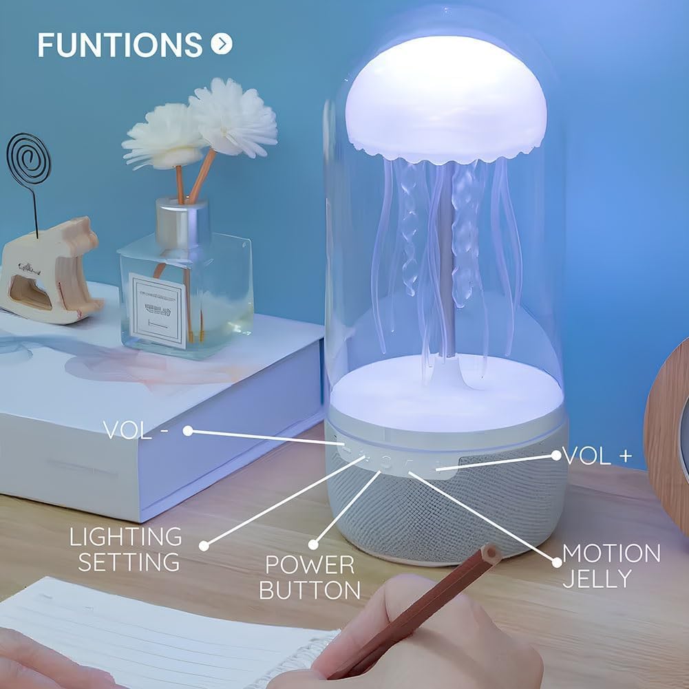 Jellyfish Lamp,With Bluetooth Speaker Dancing Jellyfish Lamp,7 Color Atmosphere Jellyfish Desk Lamp,Rechargeable Atmosphere Nigh