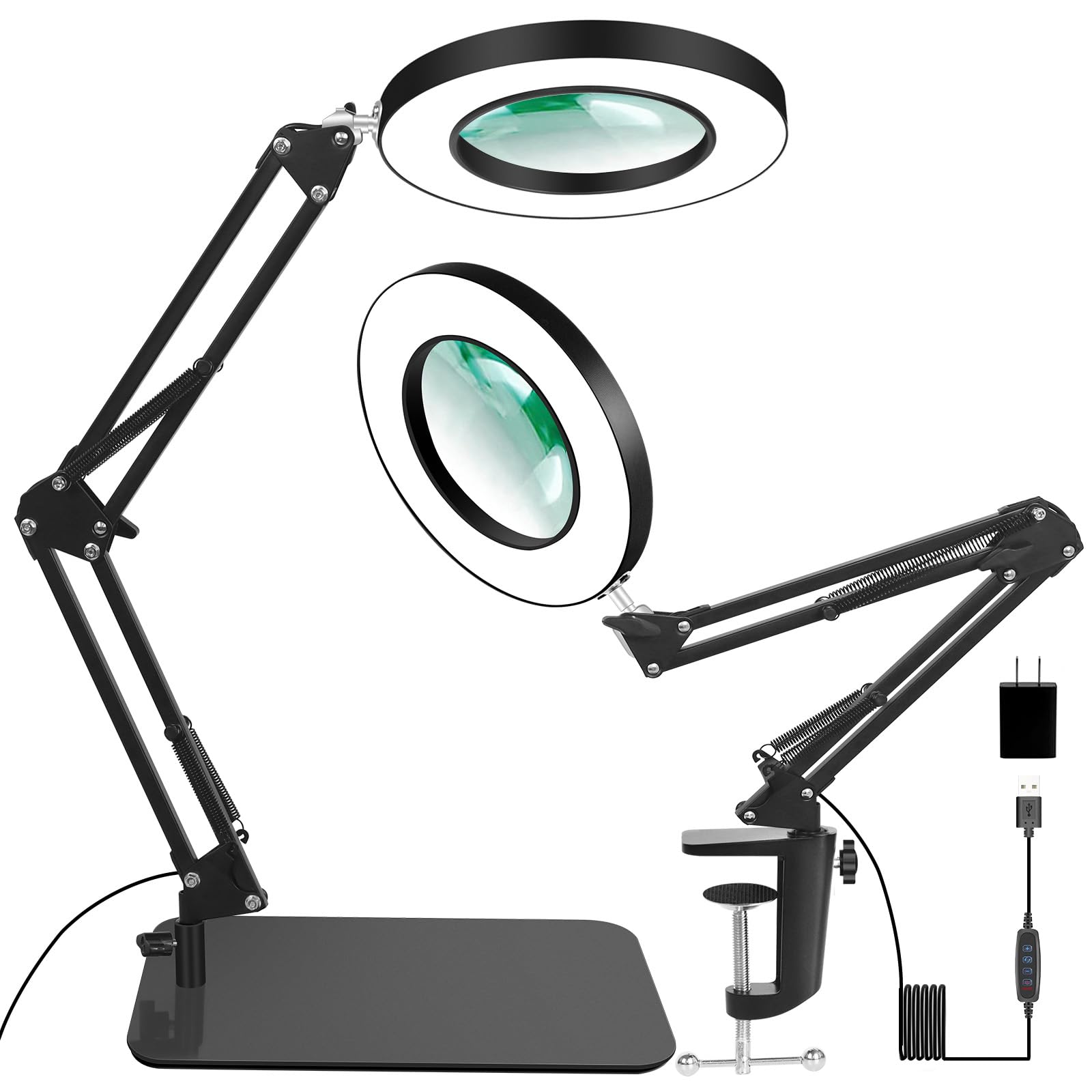 VITOTC 12X Magnifying Light with Stand  2-in-1 Magnifier with Light Hands Free  Magnifying Glass  5 Color Modes LED for Work Sewing Reading Hobby Craft Discomfortting Close Work