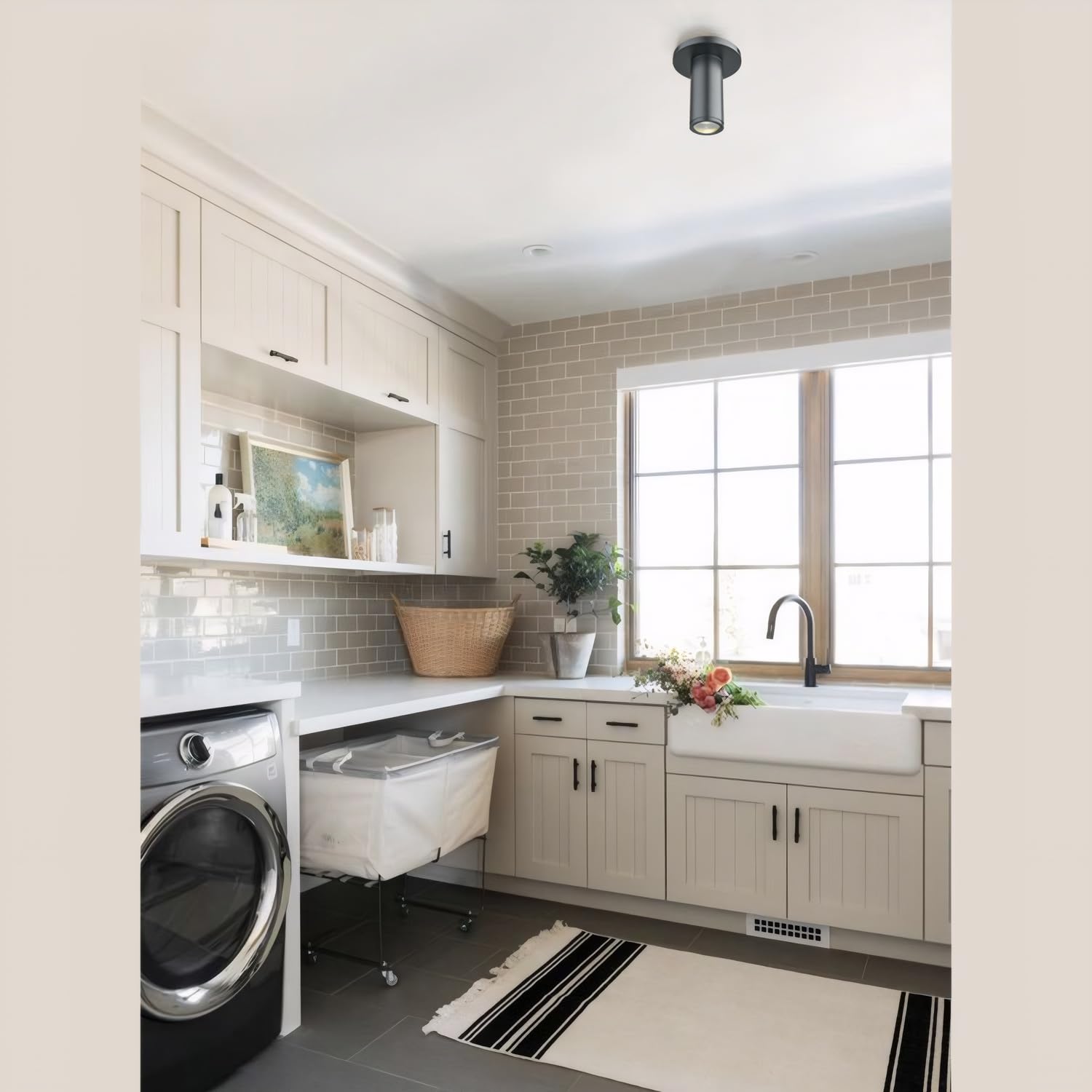 Pirxxiy Soft Black Ceiling Light Fixture, Flush Mount Led Dimmable Cylinder Spot Light, Living Room Hallway Kitchen Dining Room