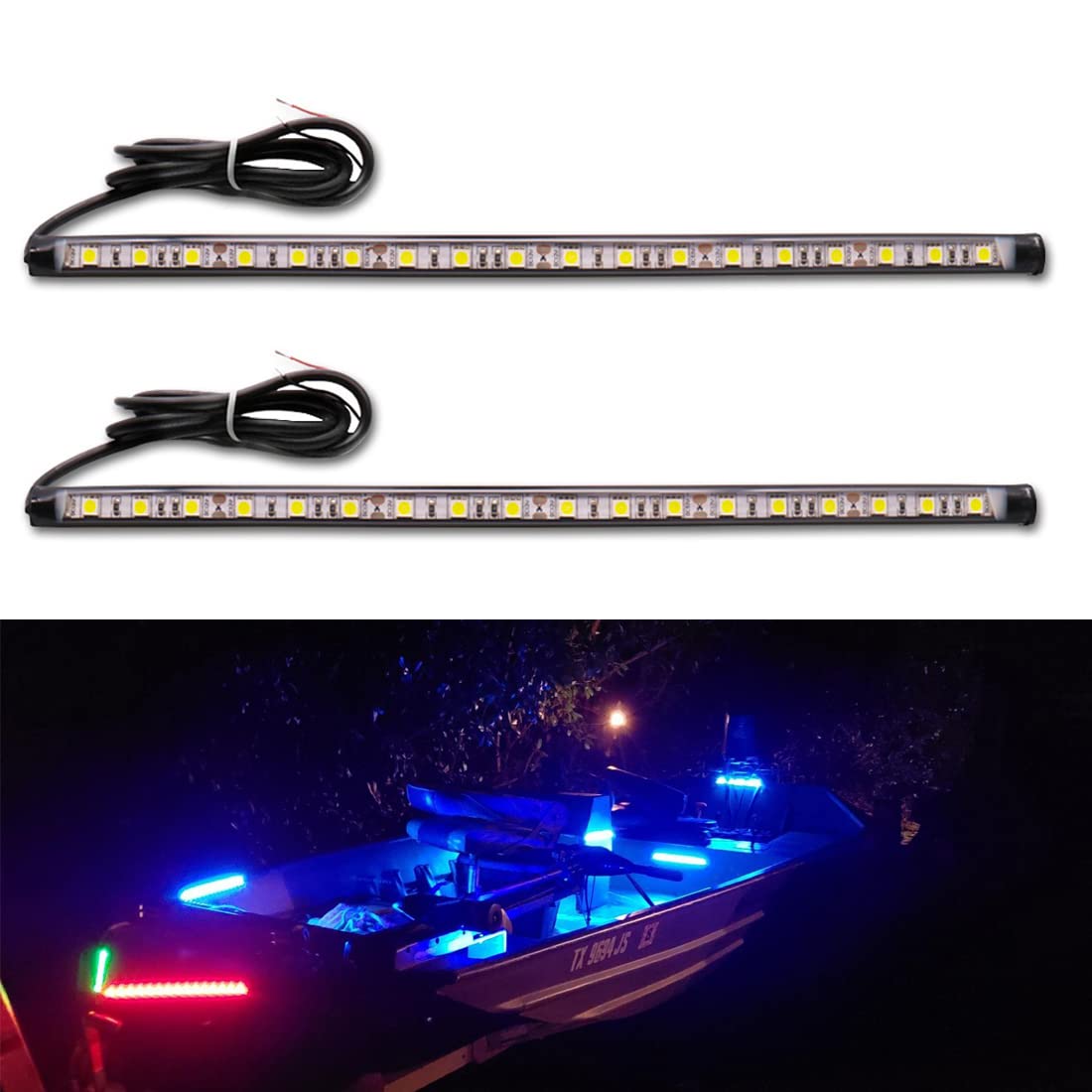 Botepon LED Navigation Lights for Boats, IP67 Waterproof Red and Green Bow Lights, Model 2718339, Blue