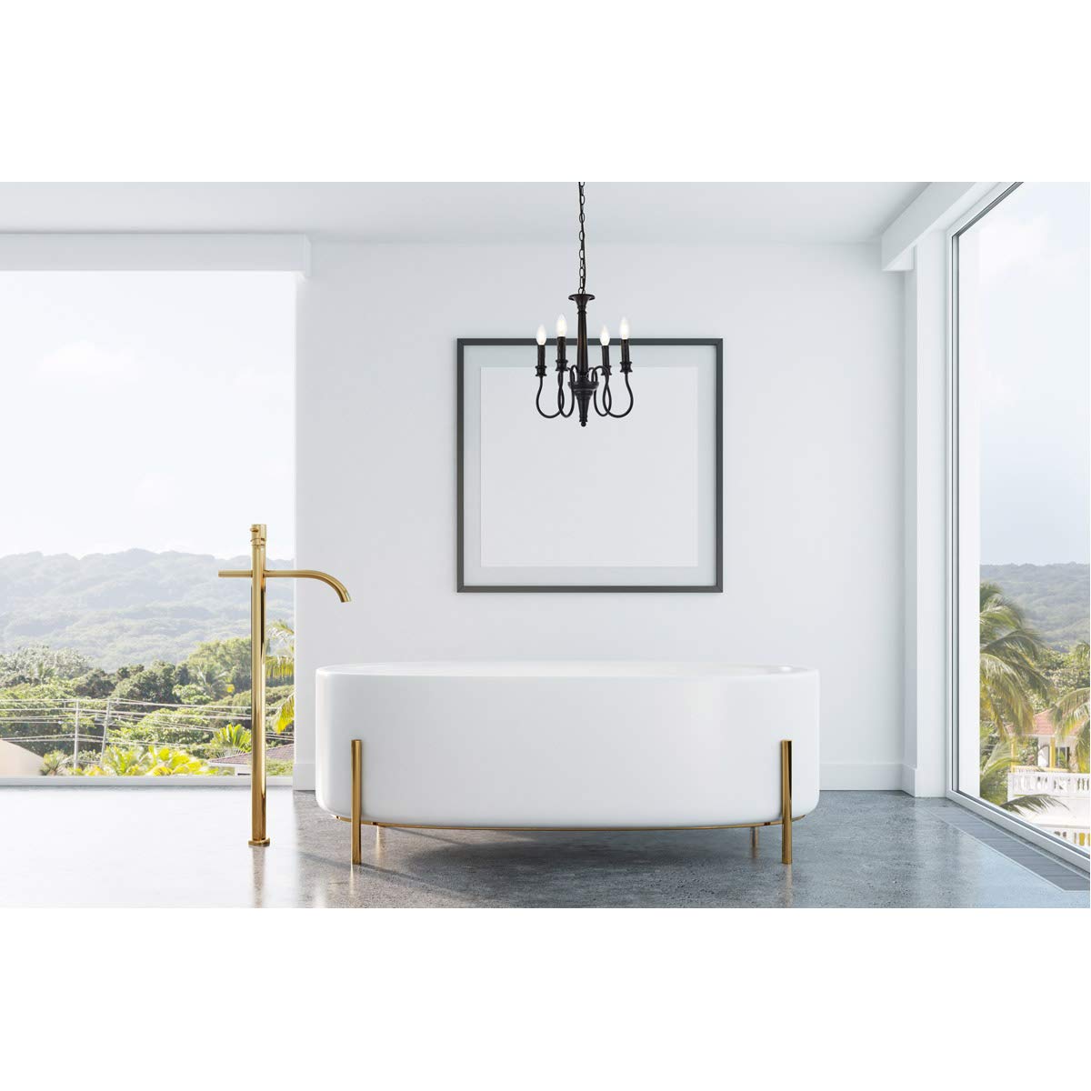 Living District Indoor Modern Home Decorative Bright Ceiling Flynx 4 Lights Pendant in Black