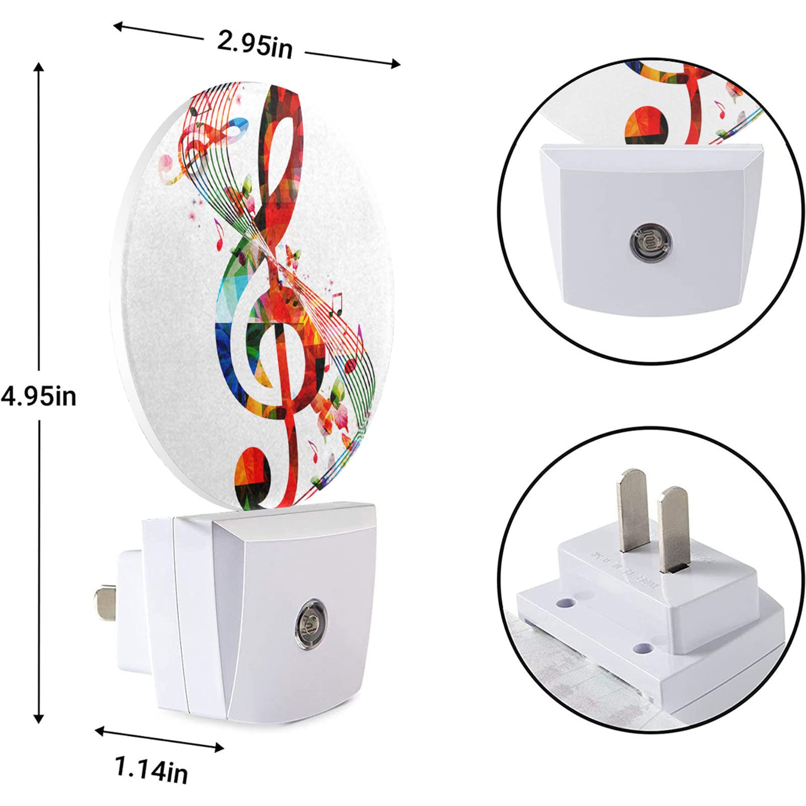 Ekobla Music Night Light Colorful Music Notes Night Lights Plug Into Wall For Girls Boys Men Women, Dusk To Dawn Sensor Led Nigh