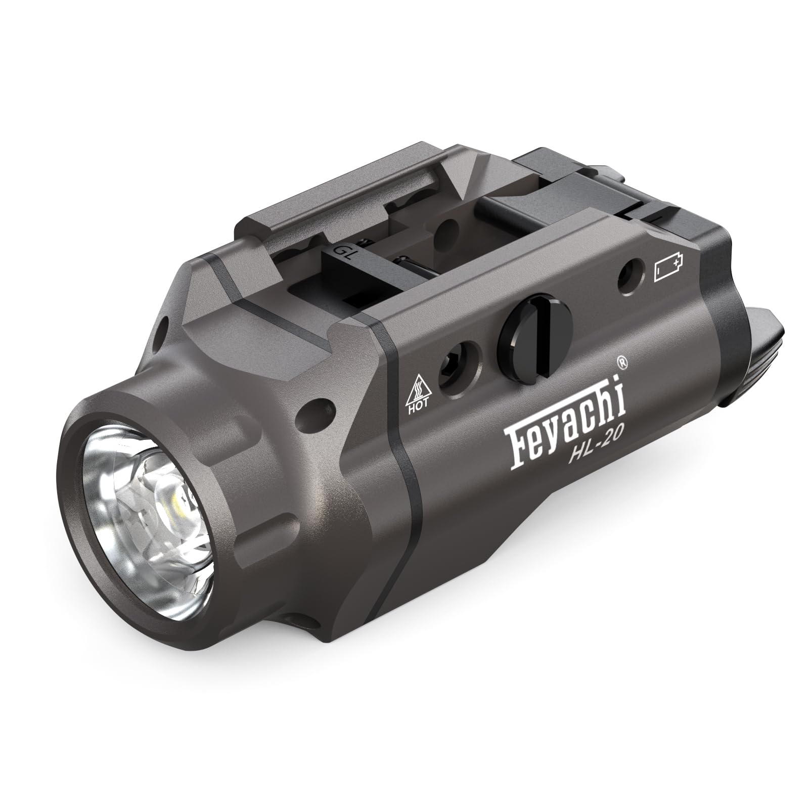 Feyachi HL-20 Handheld Toy Light 1500 Lumen Upgrade LED Weapon Light Compact Rail Mounted HandLauncher Tactical Flashlight Rail Locating Keys for Picatinny  Launchermetal