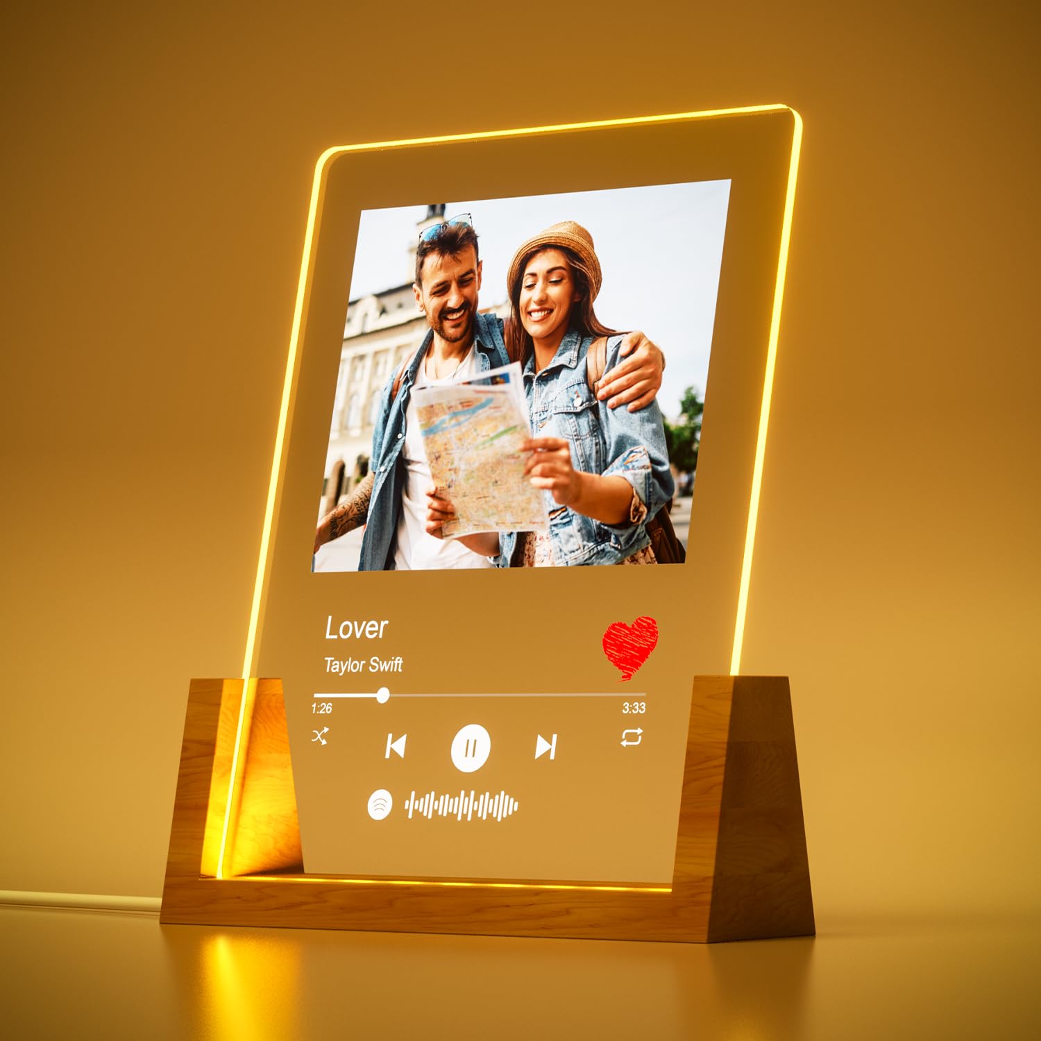 Ecavboc Personalized Night Light Led with Photo for Women Men Couple Family Boyfriend Girlfriend, Customizable Valentines Annive