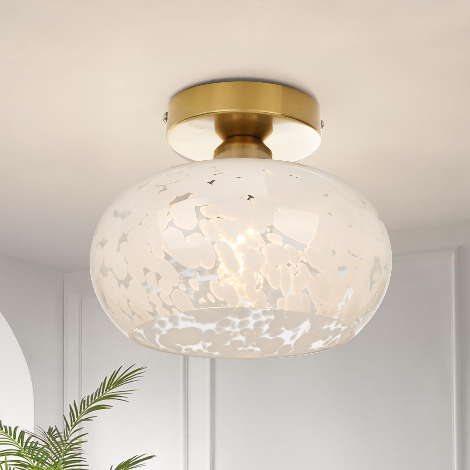 FRIDEKO HOME Semi Flush Mount Ceiling Light - Glass, 8.66 Inch, White Cloud, Model L01122-02-22CM-US
