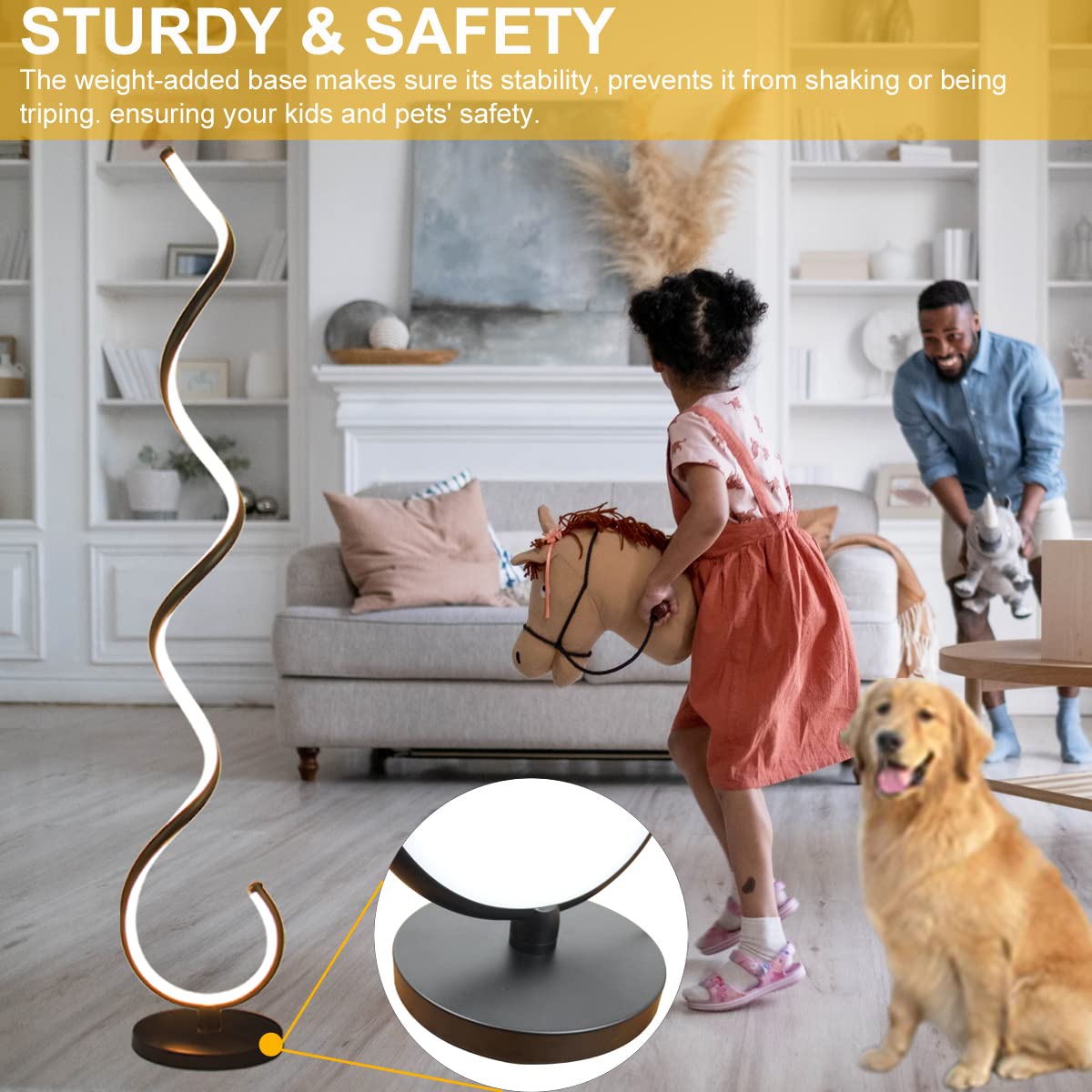 Besketie Spiral Led Floor Lamp, 40W Dimmable Modern Floor Lamps For Living Room With Remote Control, Stepless Adjustable Colors