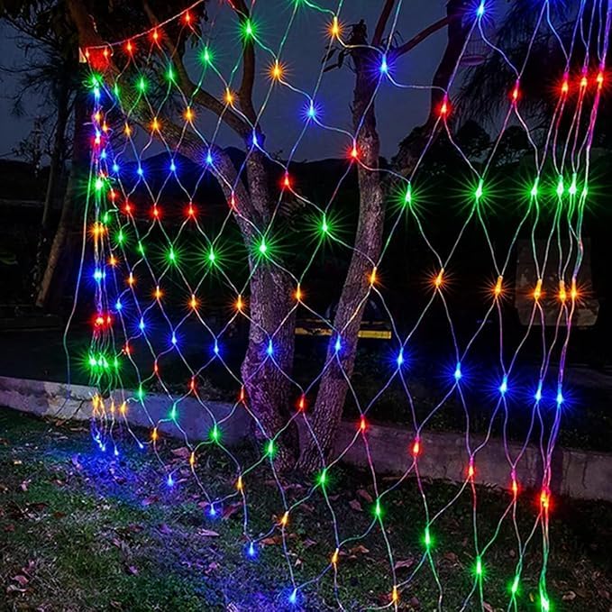 Ijg 200 Led Christmas Net Lights,Connectable 10X6.5Ft Mesh String Lights,8 Modes Waterproof Outdoor Mesh Fairy Lights For Xmas Trees, Bushes, Wedding, Garden (Multicolor)