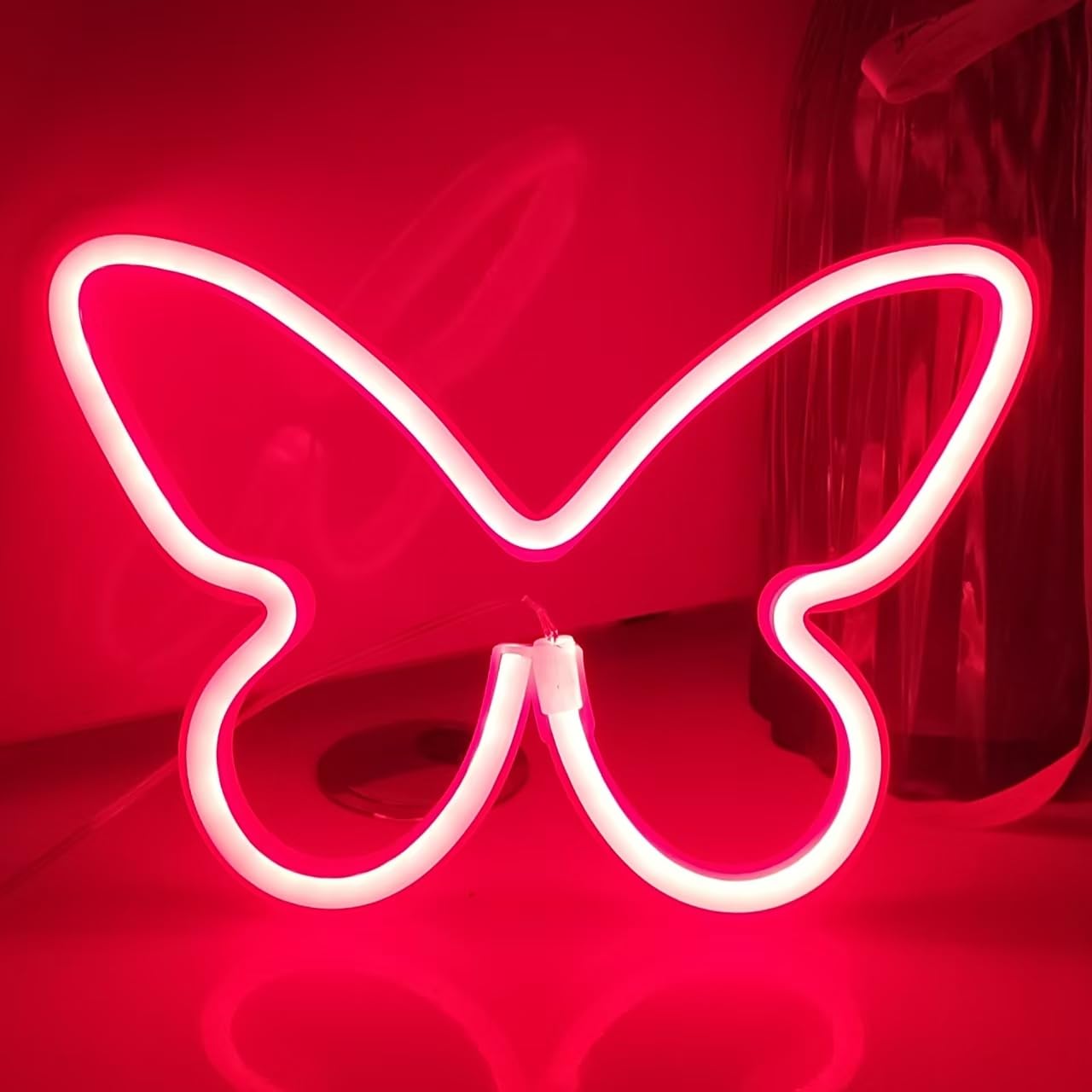 Jywj Butterfly Neon Sign - Usb & Battery Powered Led Light, Red, Kids Room Decoration, Model Jy-Bf-Rd01