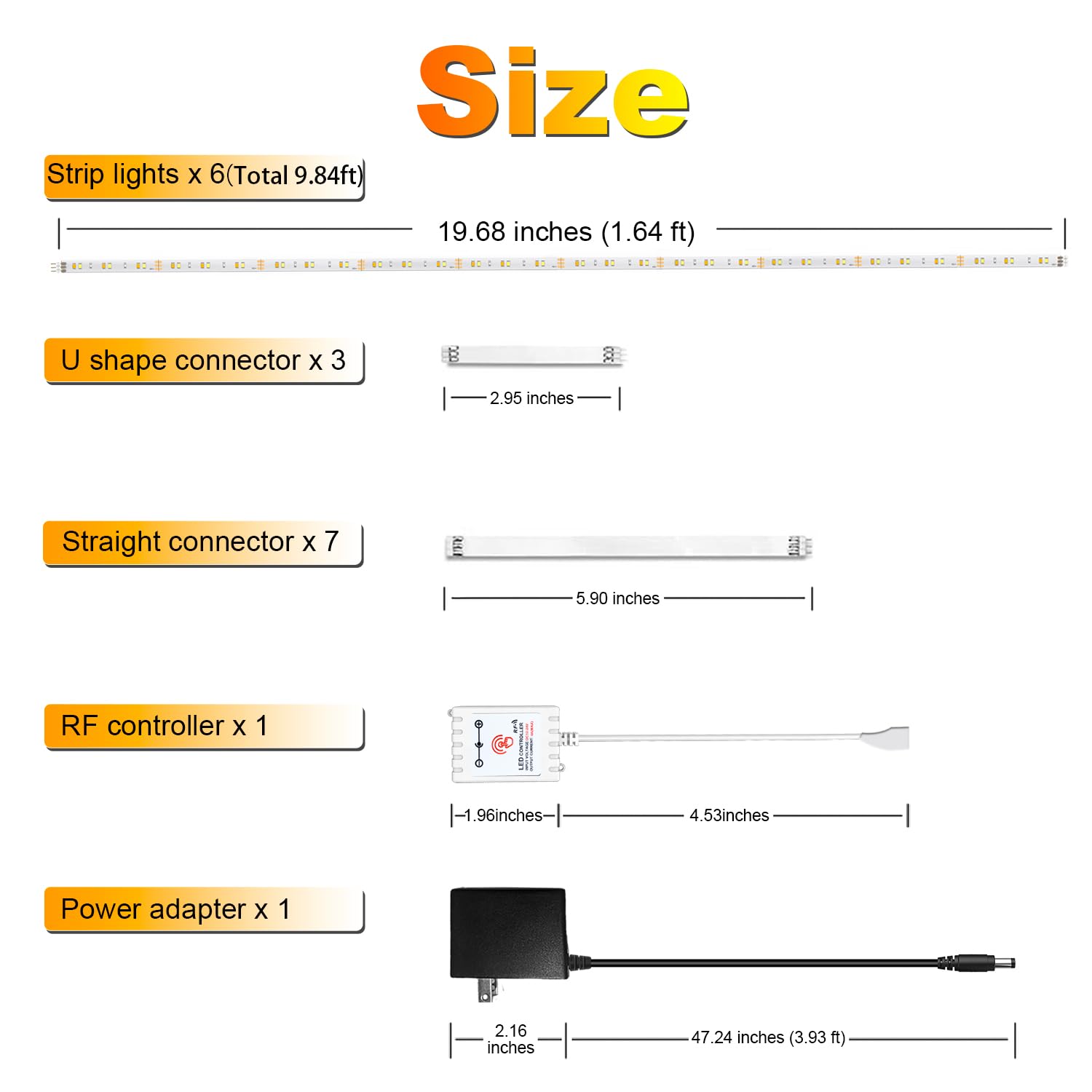 Daybetter Under Cabinet Lighting, Dimmable Under Cabinet Lights With Remote, 360 Leds, Tunable White(2700K-6500K) 6 Pcs 3.28Ft L
