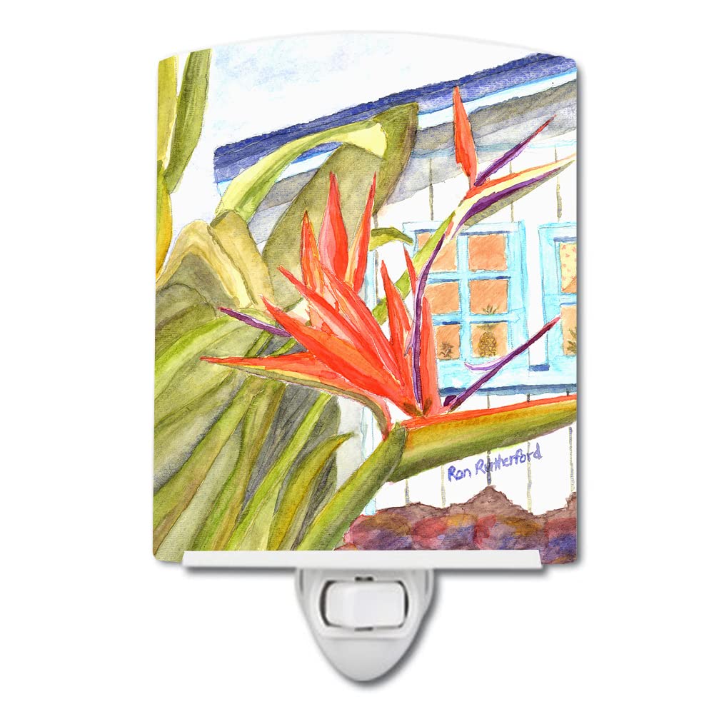 Carolines Treasures Ceramic Night Light, Flower - Bird of Paradise, 6x4x3 inches, UL-Certified, Ideal for Bedroom, Bathroom, Nursery