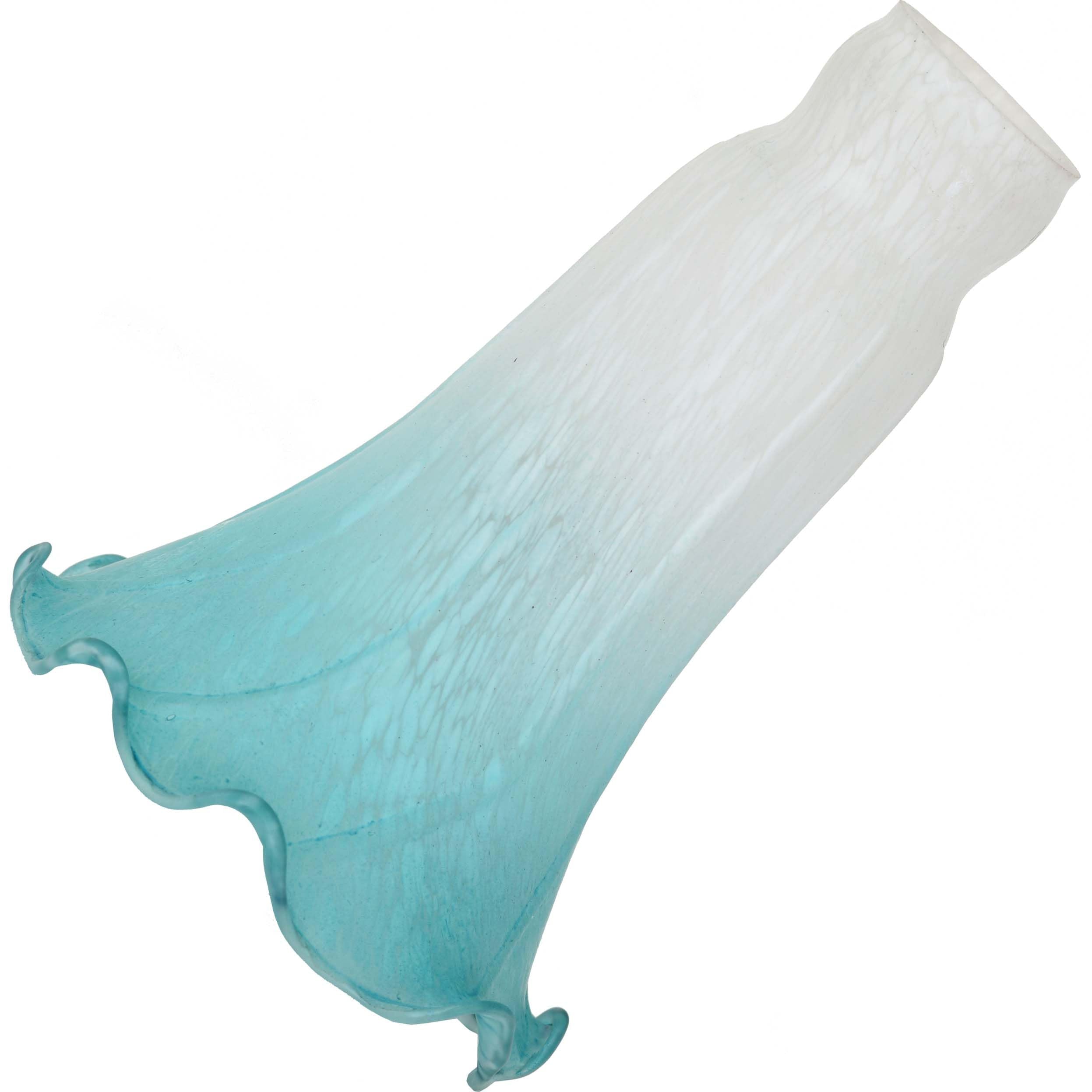 Bieye LS08 Lily Flower Blown Glass Lampshade (White Cyan, Opening I.D. 1.26'' x O.D. 1.5'')