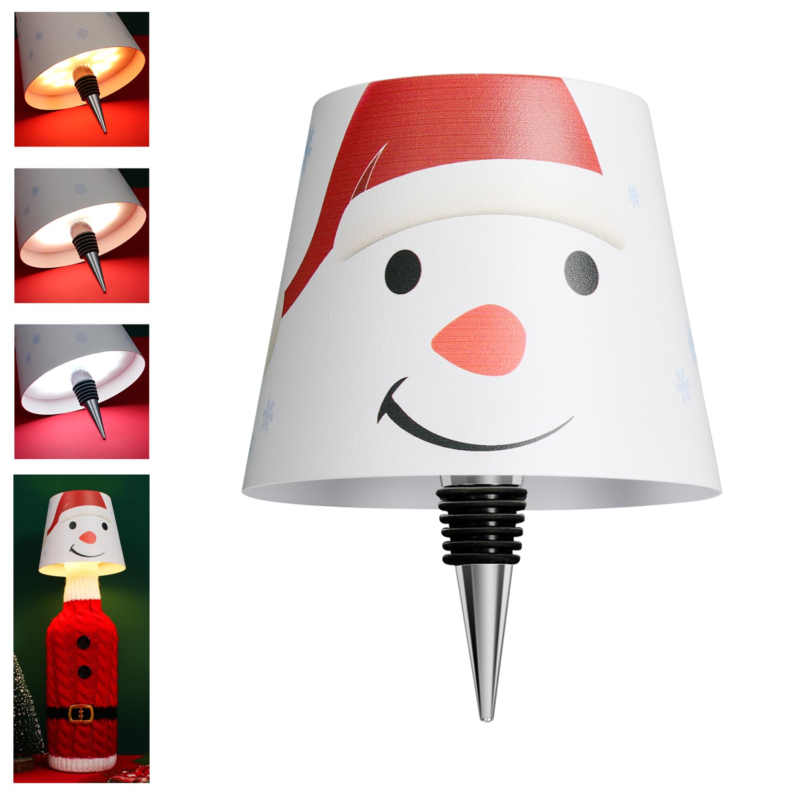 Mebaraul Wireless Bottle Lamp Shade, Rechargeable LED Table Lamp, Touch Control, Snowman Design, Model FT1