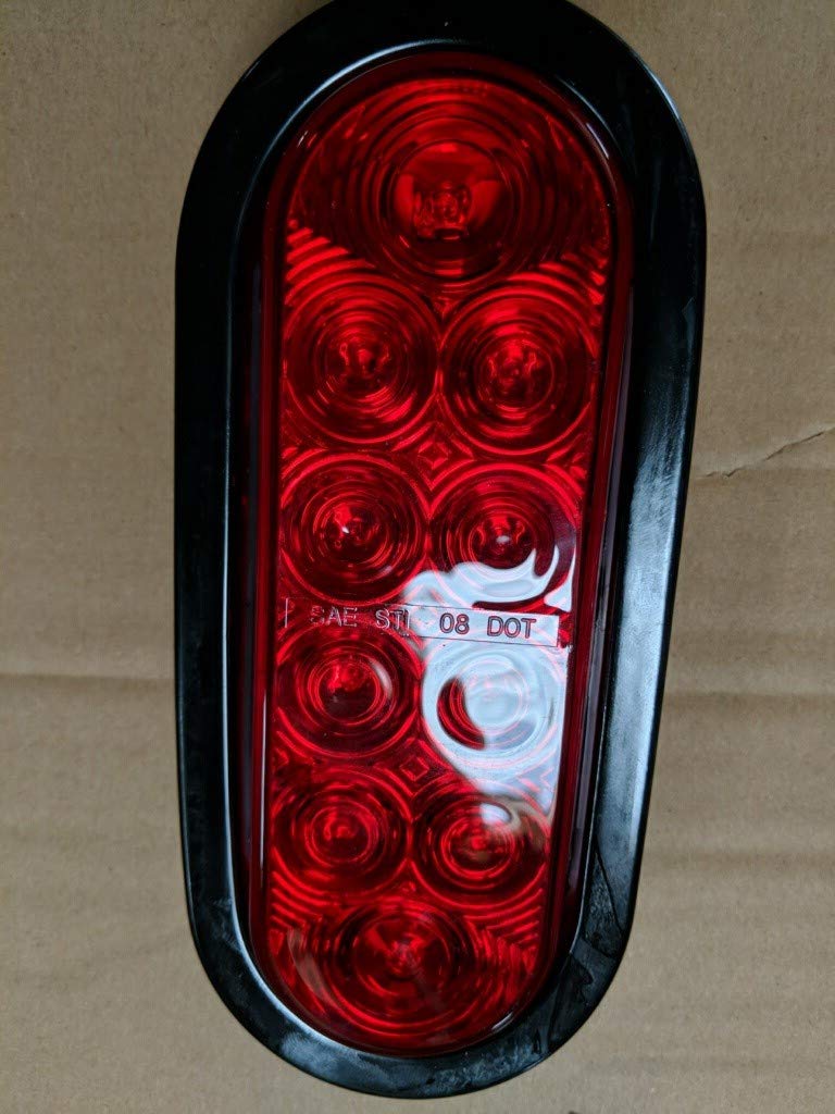 Roulerus Seller-Adarkeningmask$$$ (4) Trailer Truck Led Sealed Red 6'' Oval Stop/Turn/Tail Light Marine Waterproof Including 3-P