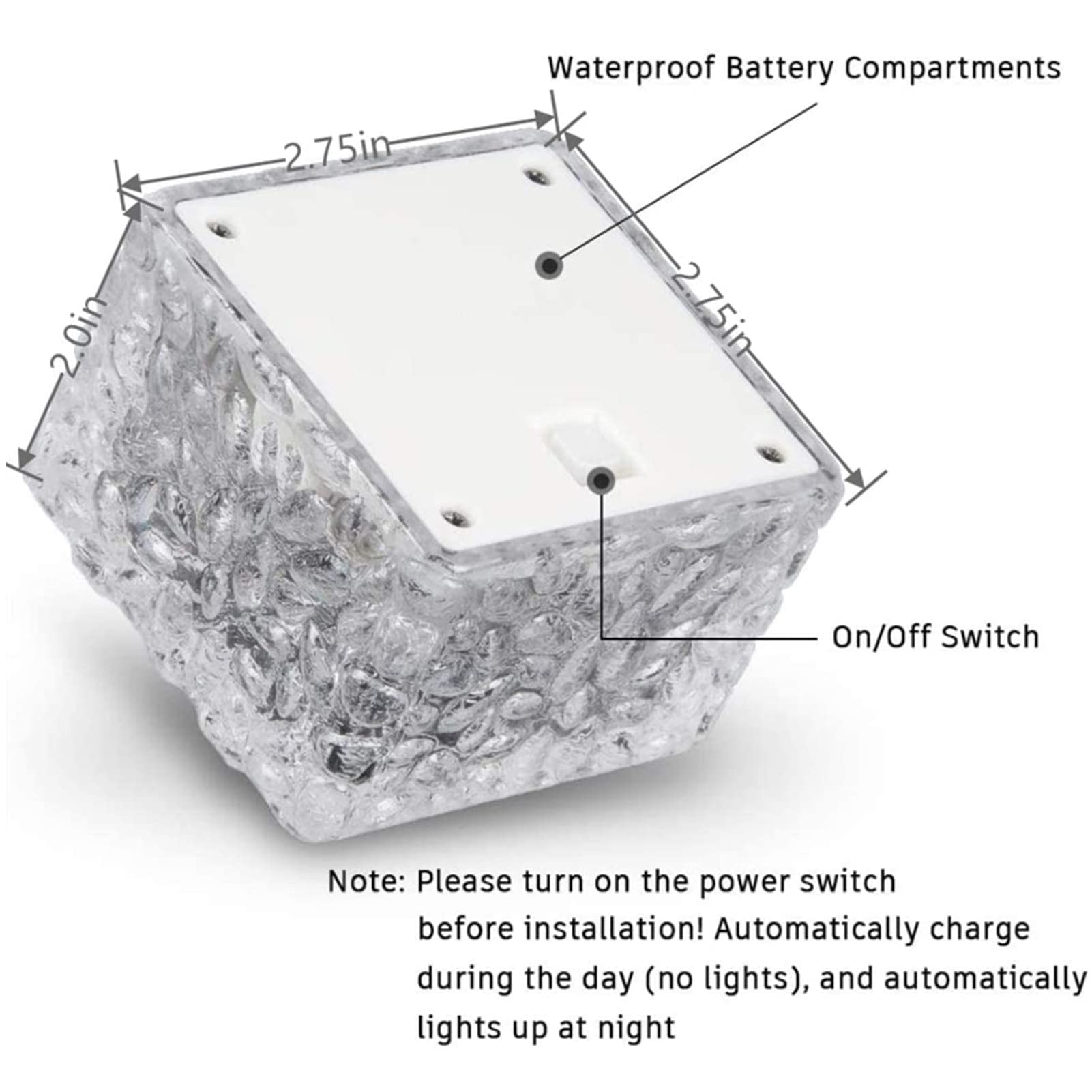 Hoflyw Solar Brick Lights - 6 Pack White Recessed Paver For Garden, Pathway & Patio Decor