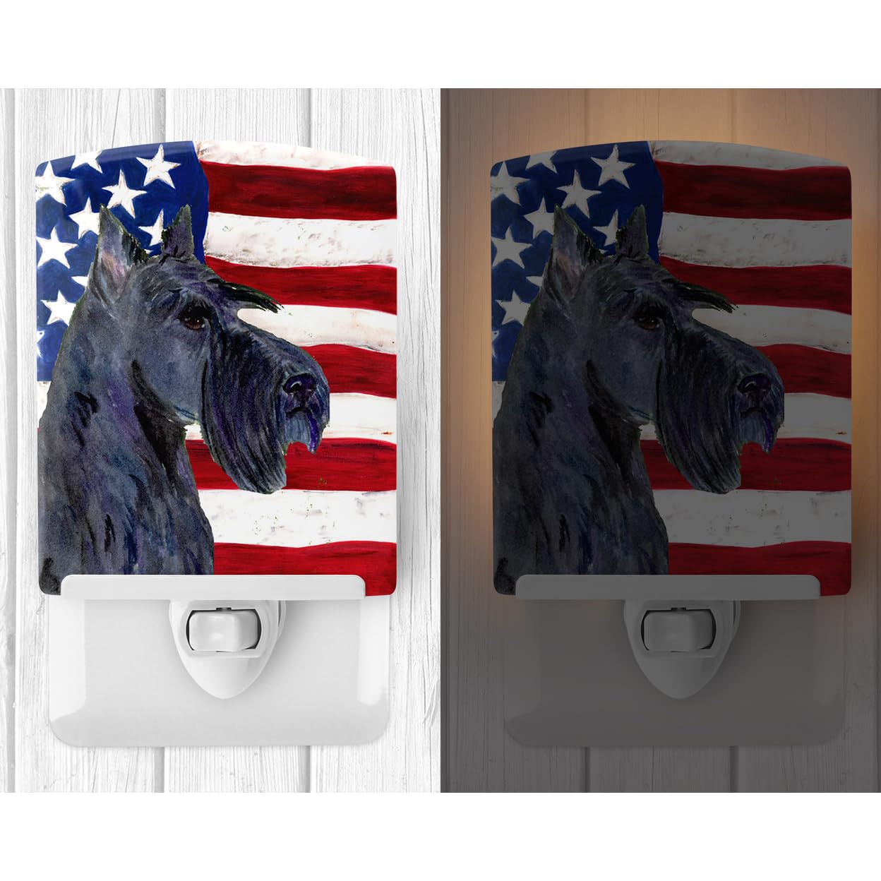 Carolines Treasures Ceramic Night Light, American Flag & Scottish Terrier, 6x4x3 inches, Multicolor, Model SS4014CNL