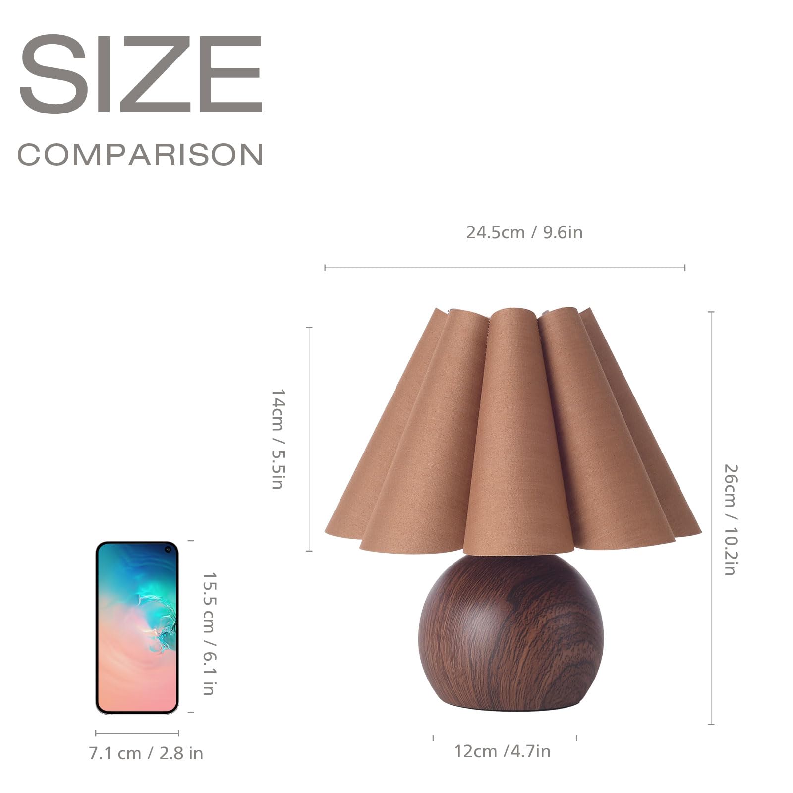 Kunjoulam Cute Small Table Lamp, Modern Bedside Nightstand Lamp With Coffee Fabric Lampshade, Metal Base For Bedroom Home Office