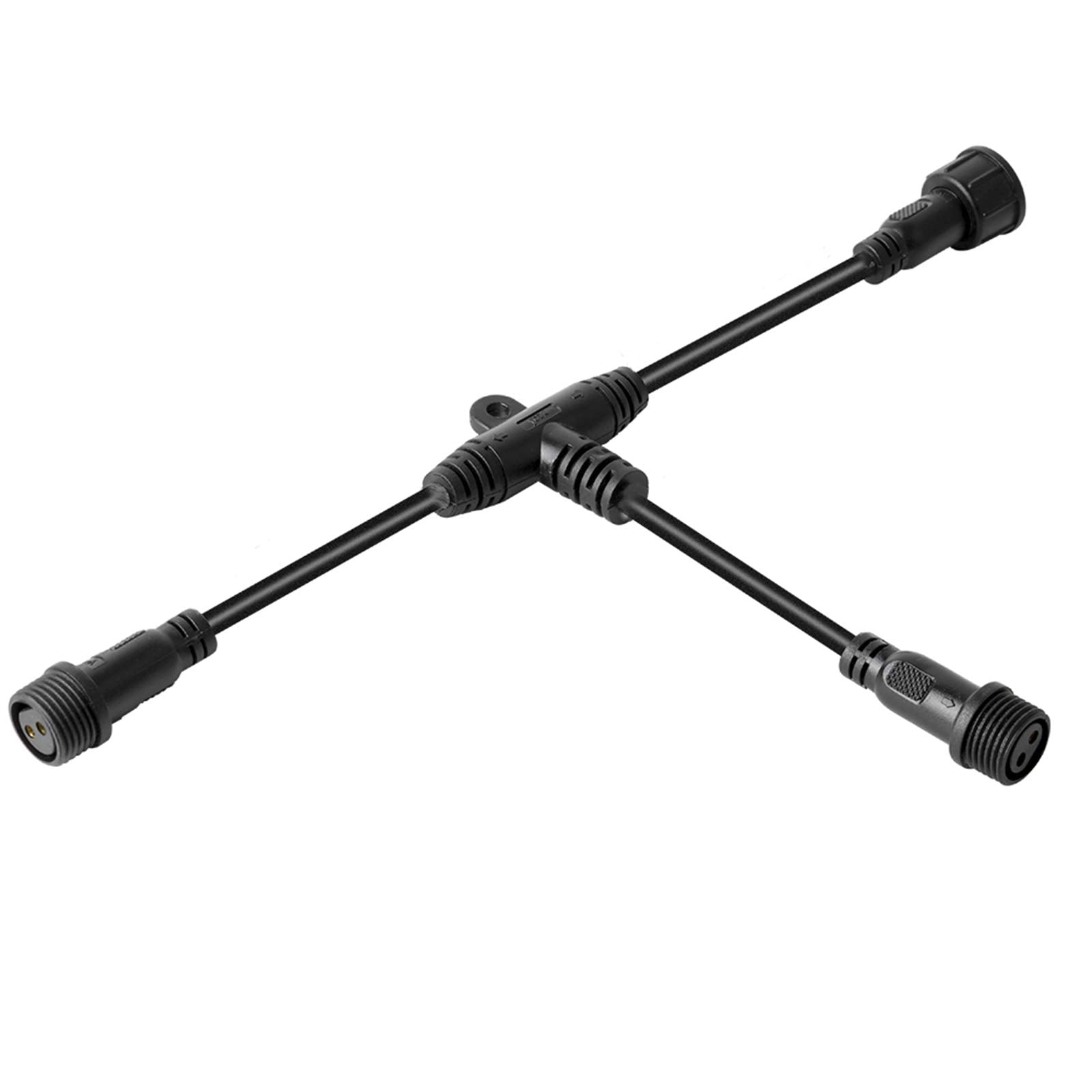 Btf-Lighting 5 Pcs 2 Core 2 Pin Black Plastics Ip65 T Shape Tee Big Size Connector 1 Male Ends 2 Female End 0.75Mm²/18Awg 22Mm Nut