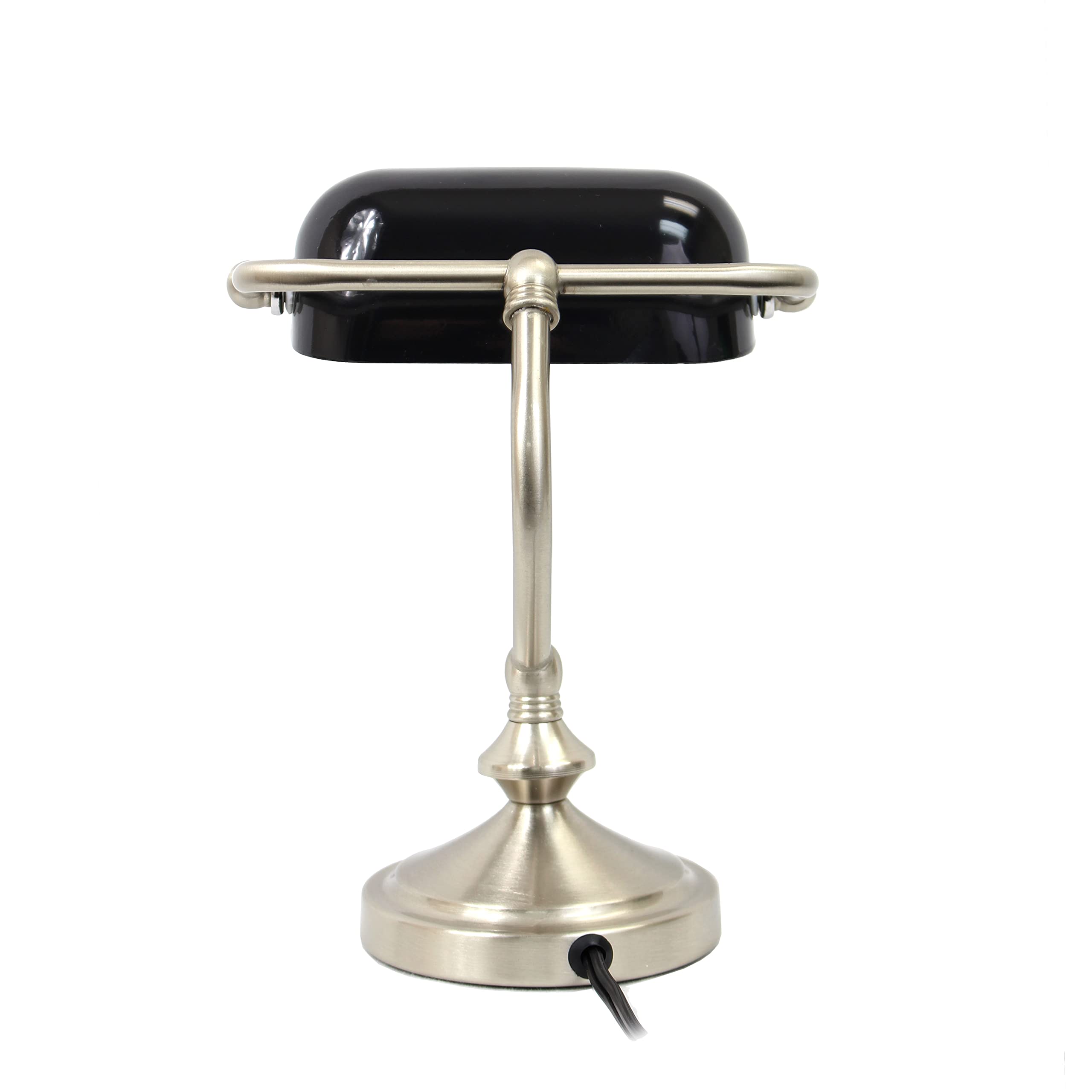 Simple Designs Lt3057-Blk Traditional Mini Banker'S Lamp With Glass Shade, Black