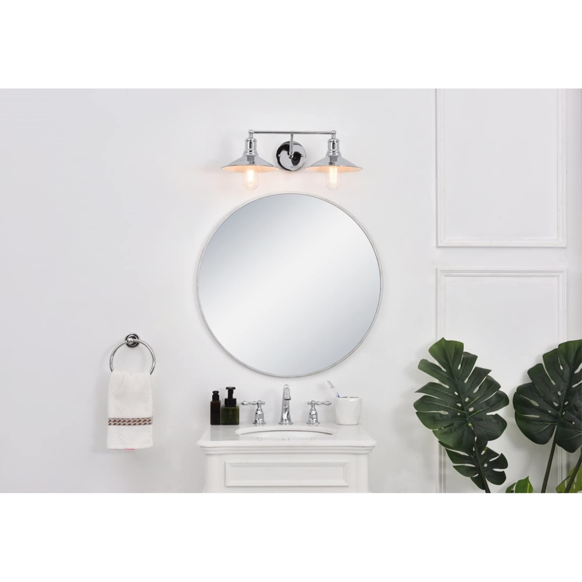Living District Etude 2-Light Mid-Century Metal Wall Sconce in Chrome