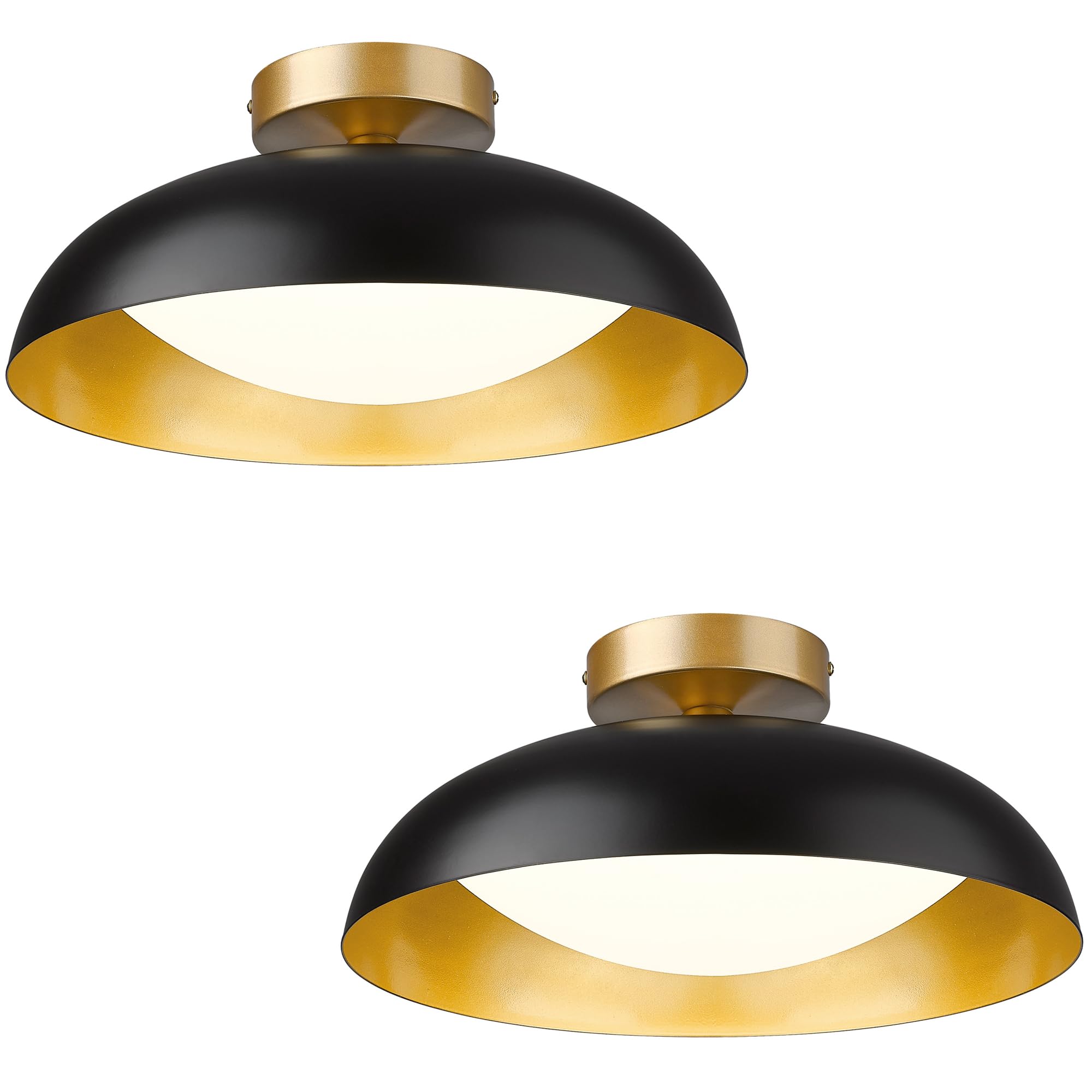 kudos 16 Inch Flush Mount Ceiling Light, 2 Pack LED Ceiling Light Fixtures, 24W 2400Lm Black and Gold Ceiling Lights for Kitchen, Hallway, Bathroom, 5Cct Adjustable, KDCL02-BK-2PK