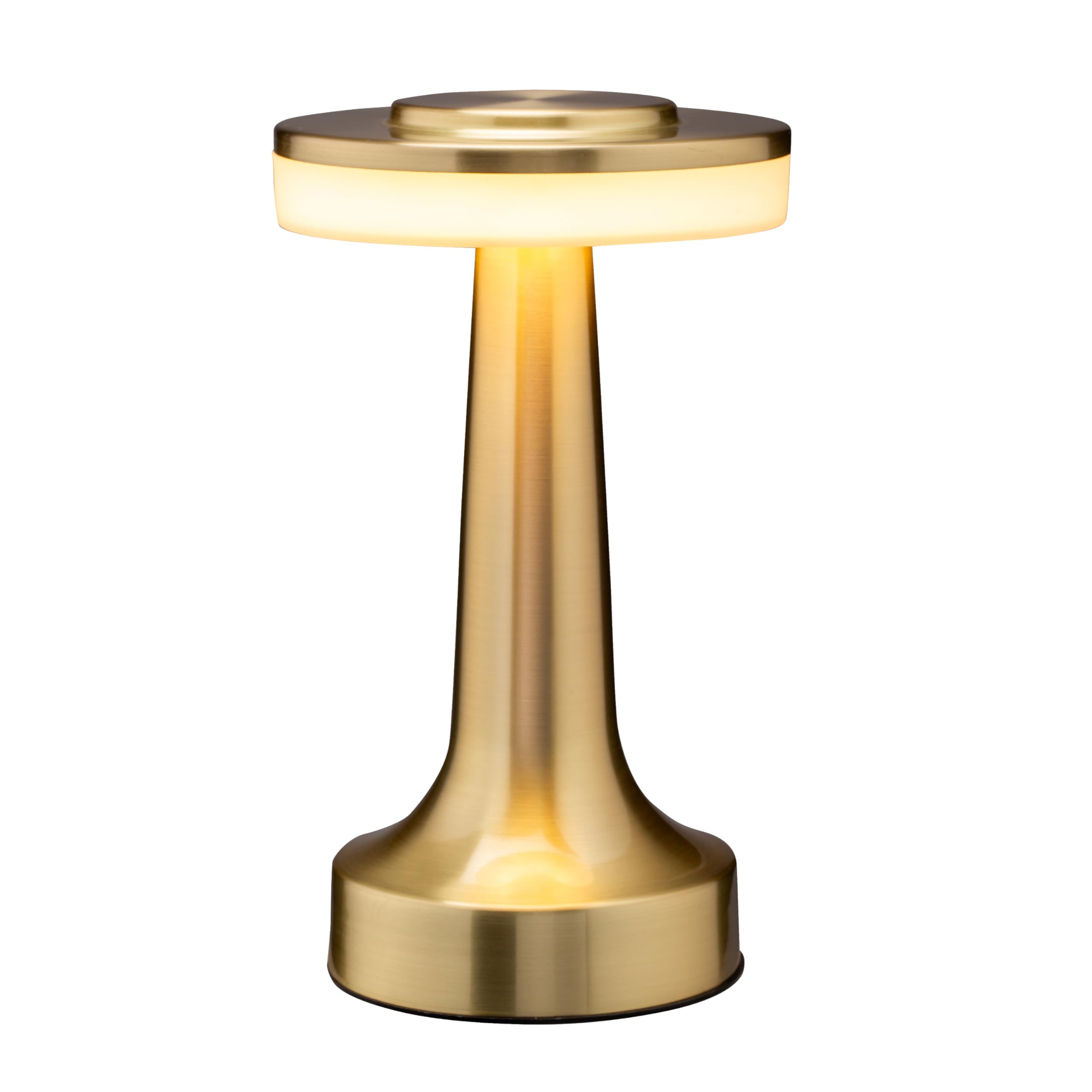 OBright Portable LED Table Lamp, Touch Sensor, 3 Brightness Levels, Rechargeable, Gold, Model OB-TL01B