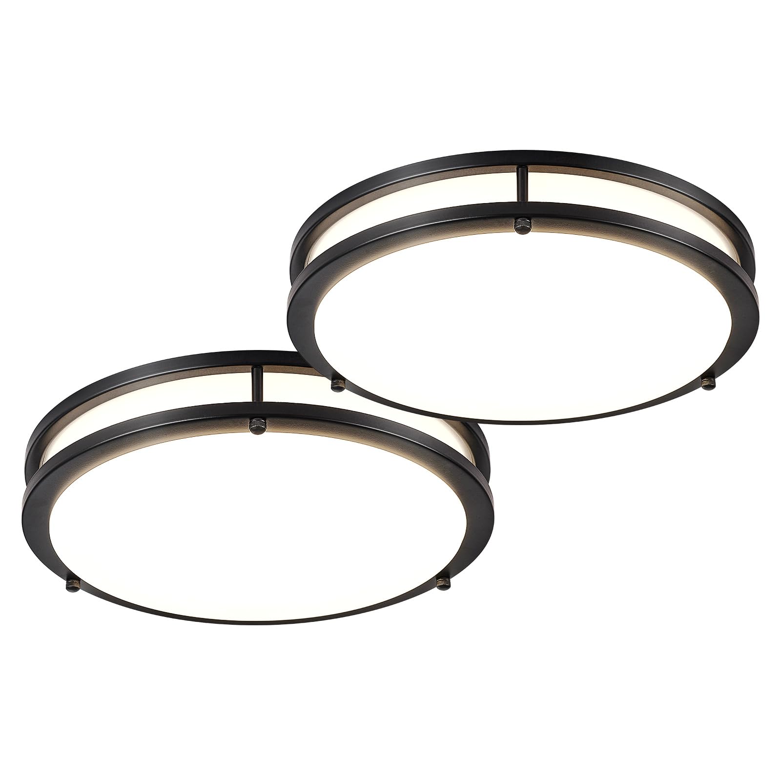 Dllt 2Pack Flush Mount Led Ceiling Light: 13 Inch 5Cct (3000K-6000K) & Dimmable Ceiling Light Fixtures For Bedroom Hallway - 24W Modern Black Super Bright Kitchen Lighting Fixtures Ceiling