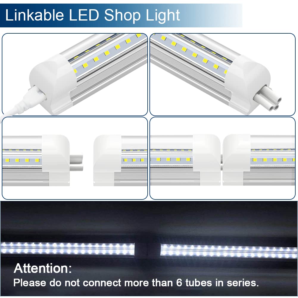 Jesled Led Shop Light 4Ft, 36W 4500Lm 6500K Cool White, T8 Integrated Led Light Fixture, High Output, V-Shape, Linkable 48'' Led