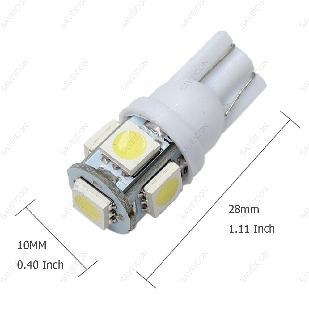 SAWE 5-SMD LED License Plate Dome Map Lights Bulbs, Pack of 8, White