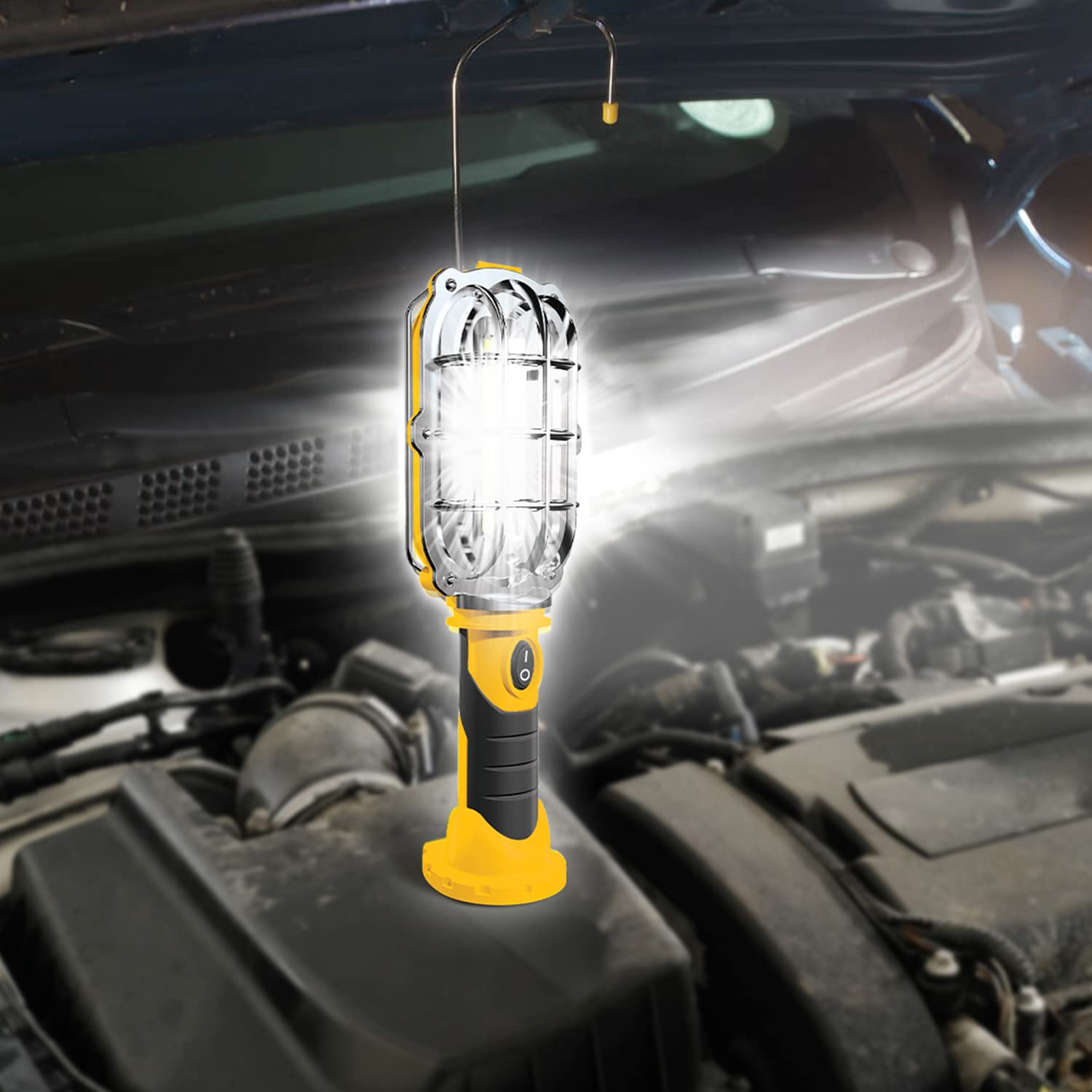 Ontel Handy Brite Led Work Light, 500 Lumens, Cordless, Magnetic Base, Battery-Powered Flashlight