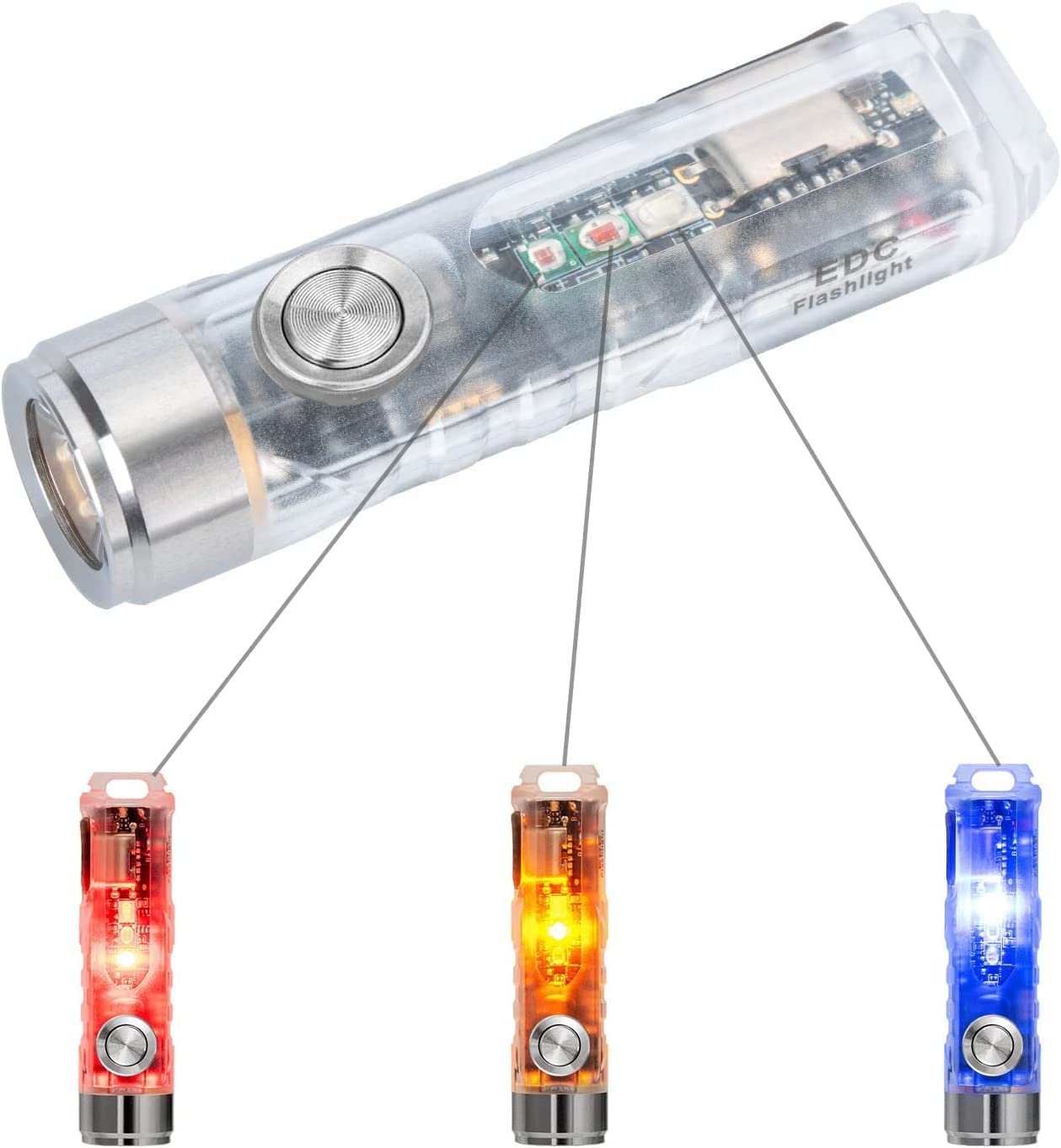 RovyVon Aurora A8 Keychain Flashlight, 650 Lumen, USB-C Rechargeable, Momentary On, Lock Mode, Amber Color