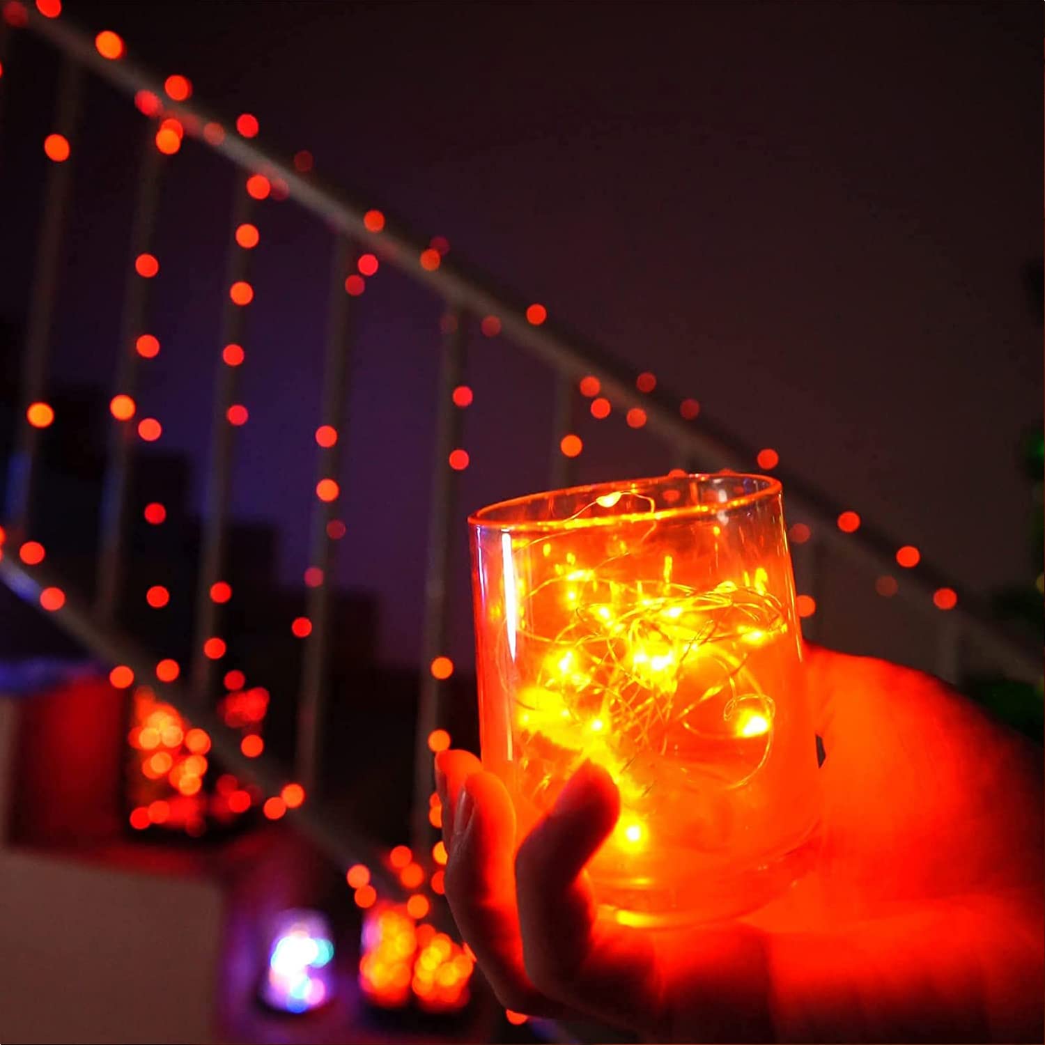 RUICHEN USB Fairy Lights 20 Ft 120 LED Waterproof Copper Wire String Lights - Orange, Model UT-6M120L