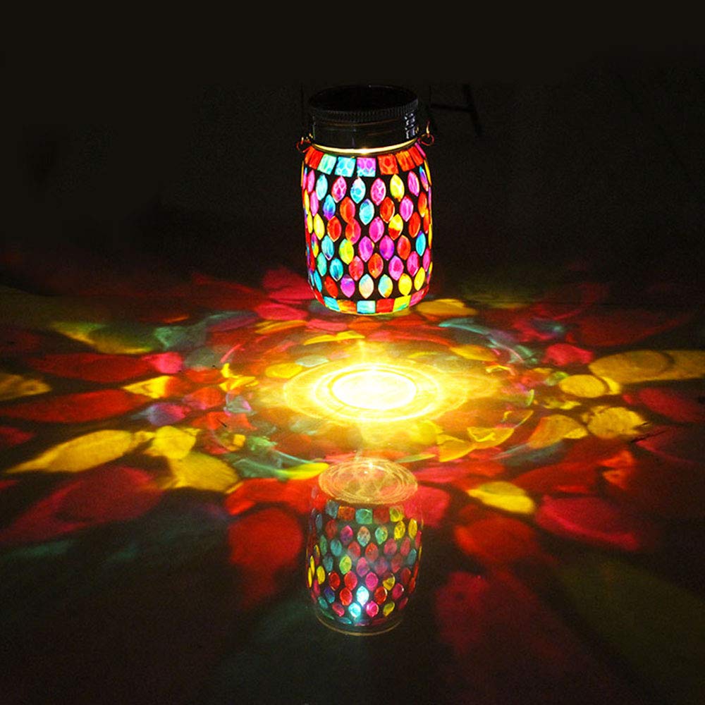 Mosaic Lights Outdoor Hanging Lanterns, Rechargeable Mosaic Solar Lanterns, Outdoor Waterproof Solar Night Lights Table Lamps Fo