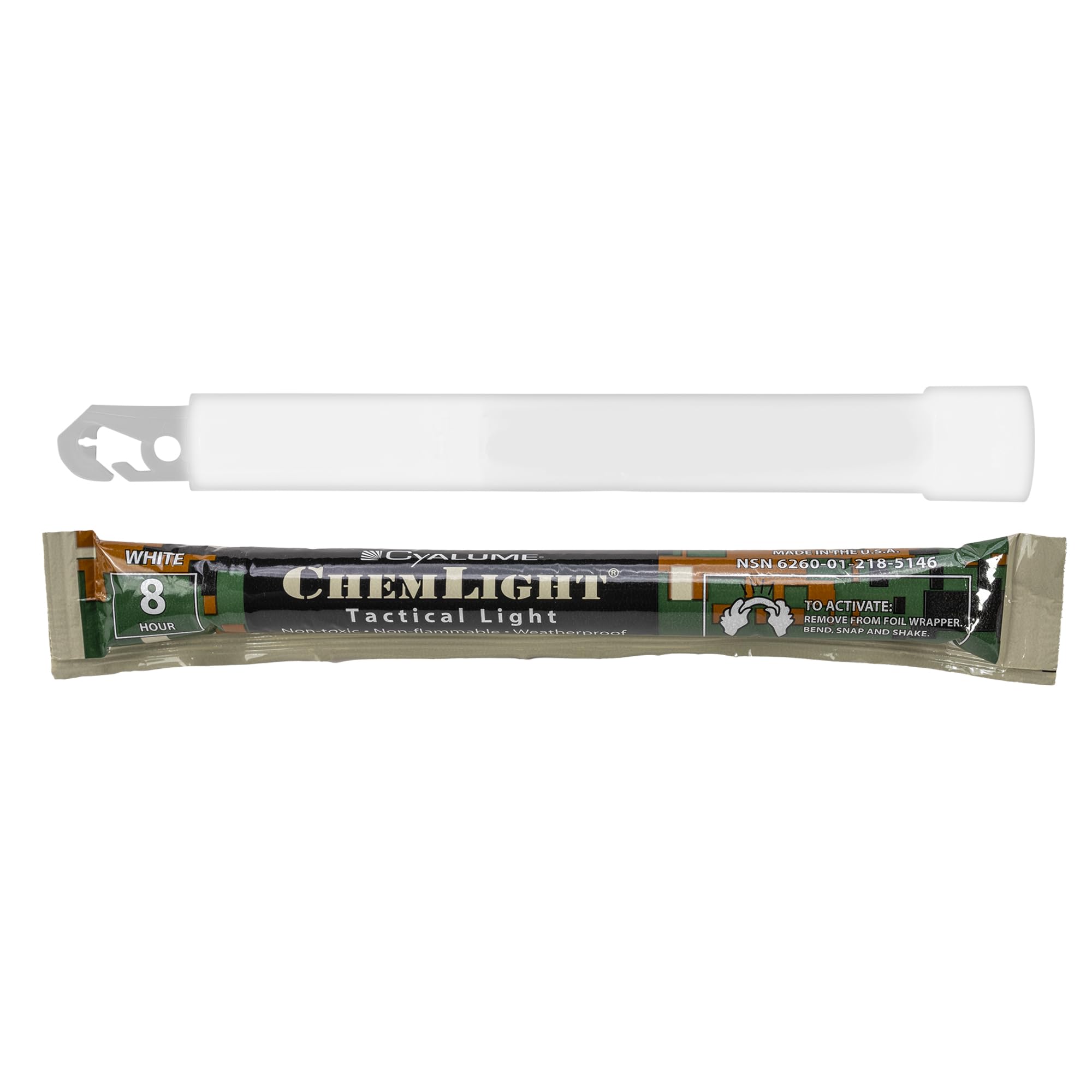 Cyalume 6” Military Grade White Glow Sticks - 10 Pack Emergency Chem Lights, Premium Bright, 8 Hour Duration