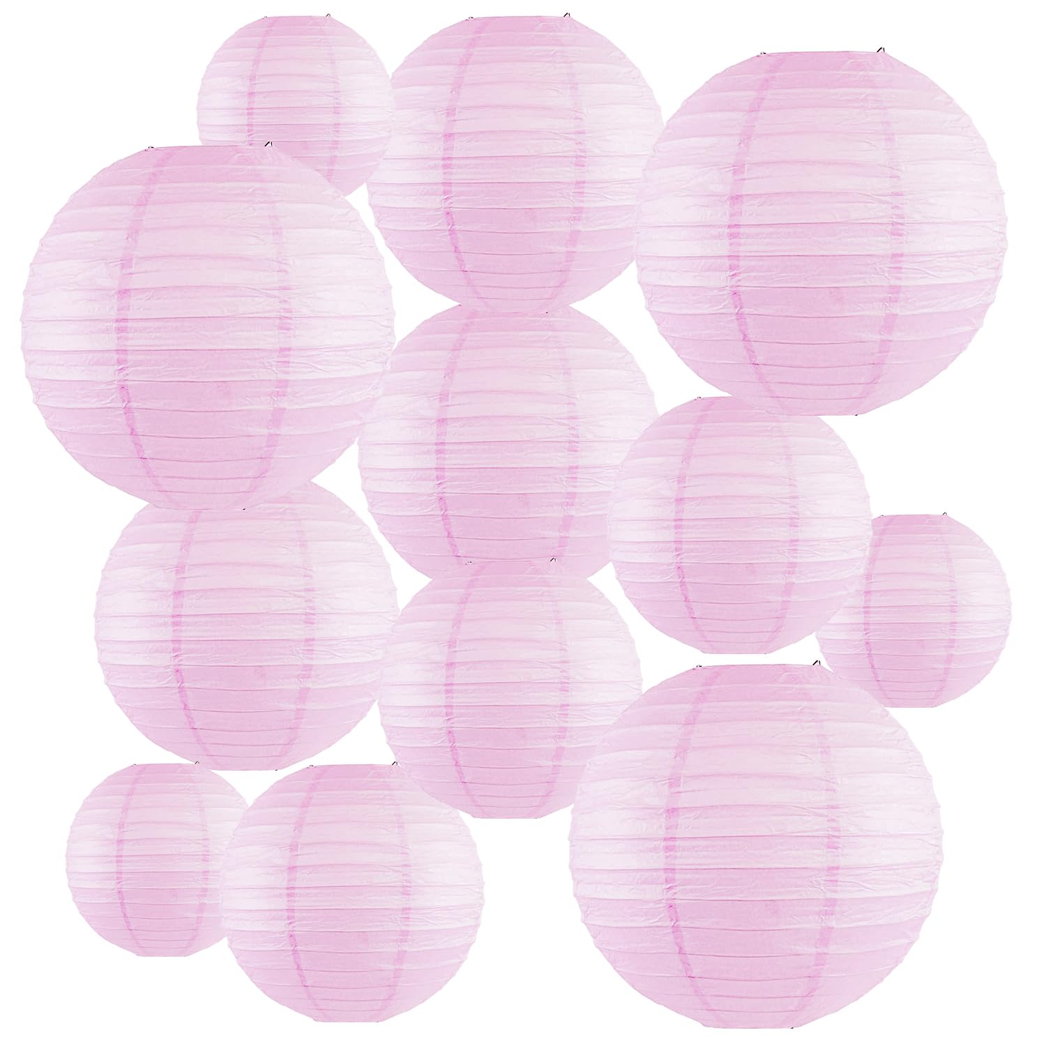 Peywot 12Pcs Round Paper Lanterns Assorted Sizes (6 8 10 12) for Home Decor, Restaurant, Church, Wedding, Birthday Party Decorat