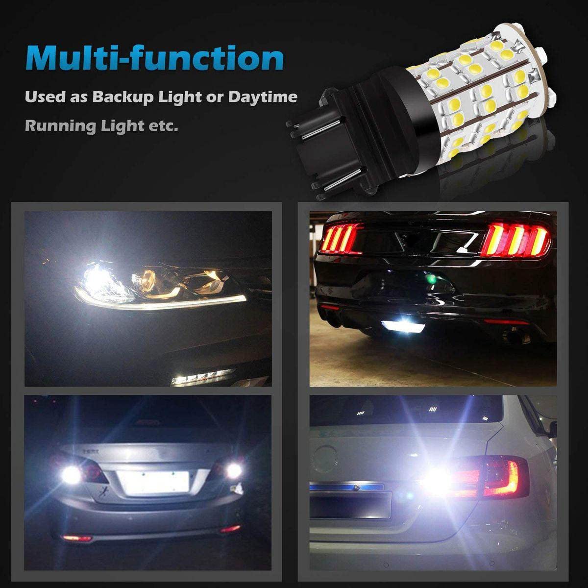 3157 3156 4114 Daytime Running Light Bulbs Drl Driving Light 60Led 3528-Smd 6000K Xenon White Ultra Bright Car Led Bulbs (Pack Of 2)