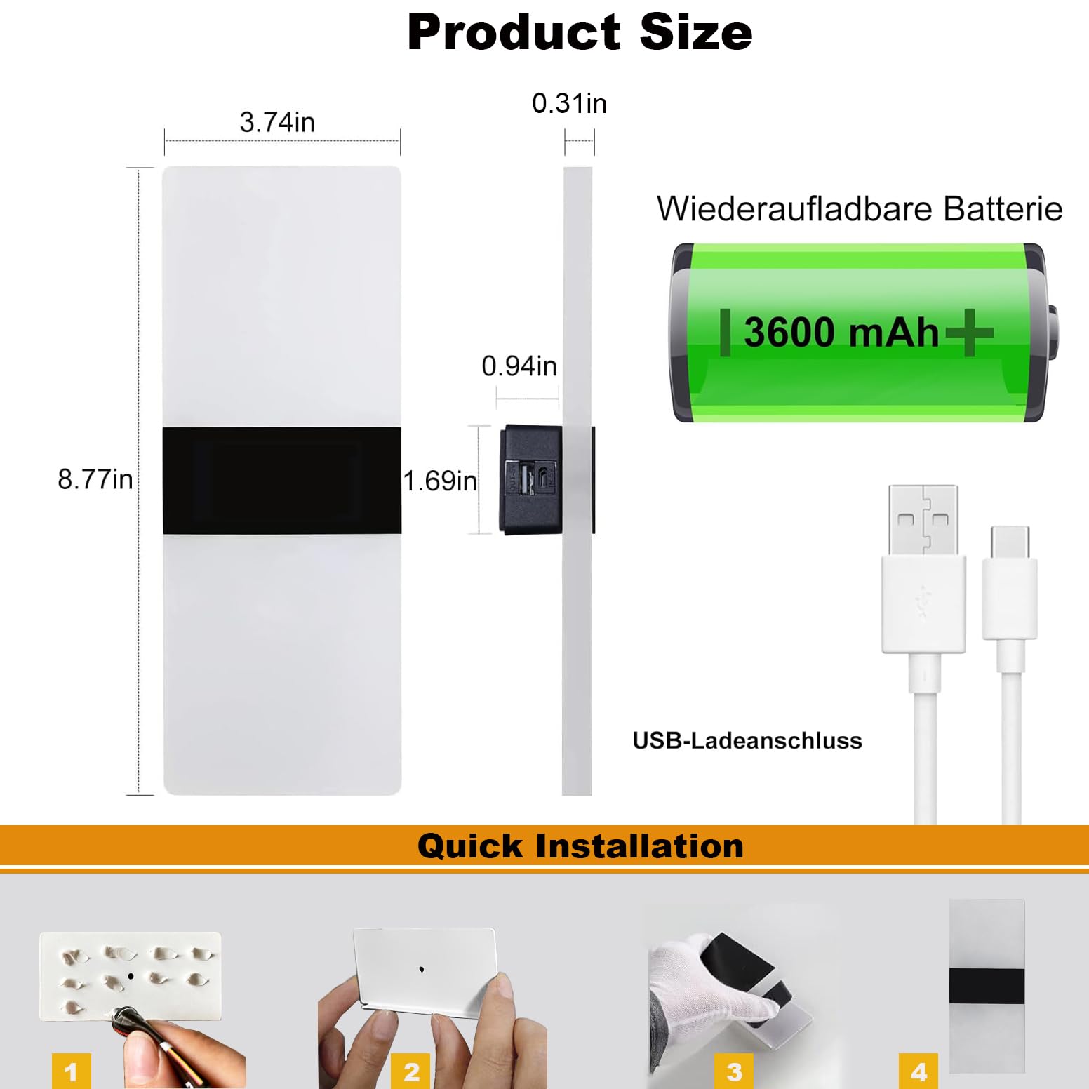Battery Operated Wall Sconce Set Of 2, Rechargeable Wall Lights Touch Control Dimming Wireless Wall Sconces, Led Magnetic Bedside Wall Lamps Indoor Sconce Wall Decor, For Bedroom, Living Room, Hallway