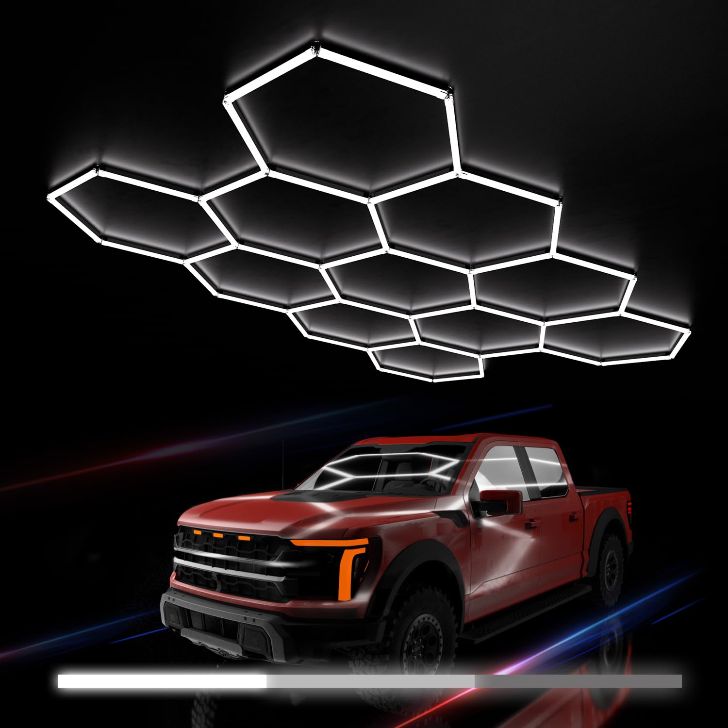 Litezone Hexagon Garage Lights : 3 Level Dimmable 322W Tube 11 Grids Hexagon LED Lights - Easy Install 6500K Super Bright Hex Lights for Garage  Home Gym  Shop  Workshop  Basement  Studio