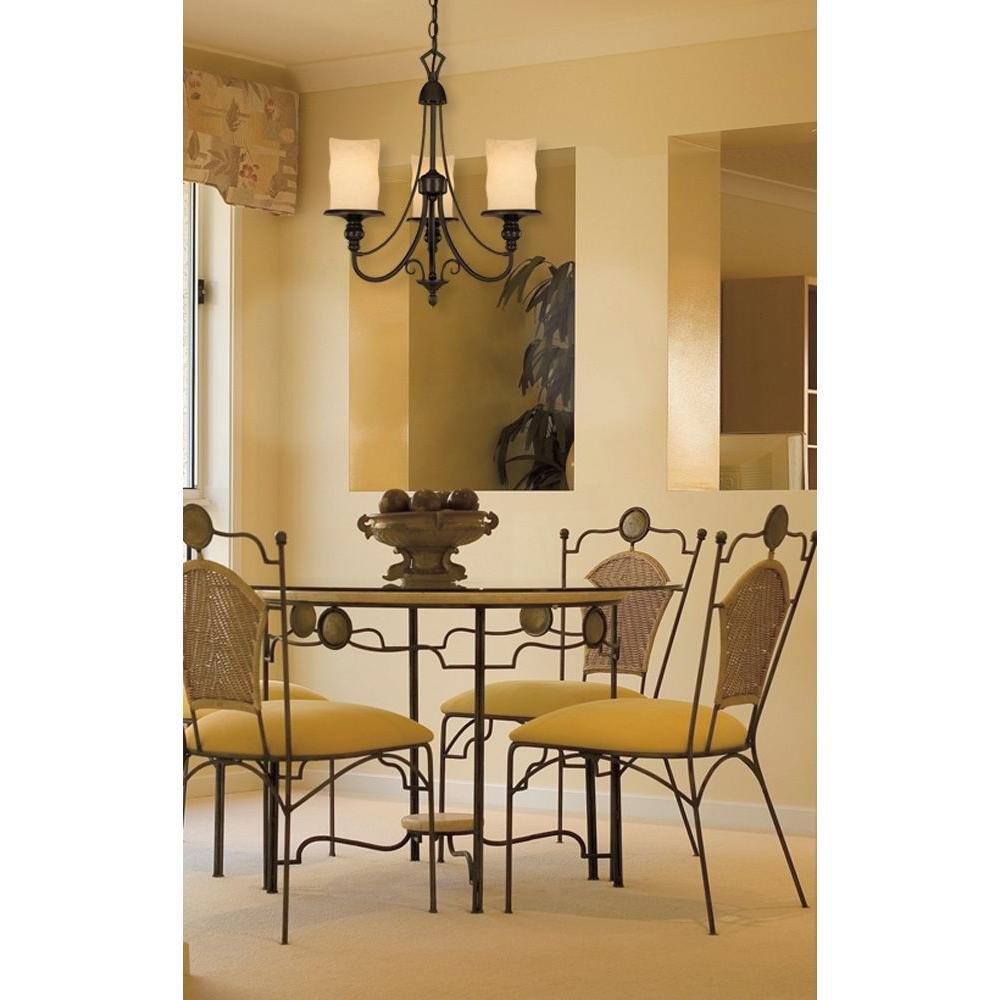 Westinghouse 69000 Hearthstone Three-Light Chandelier, Burnished Bronze Patina Finish With Burnt Scavo Globe