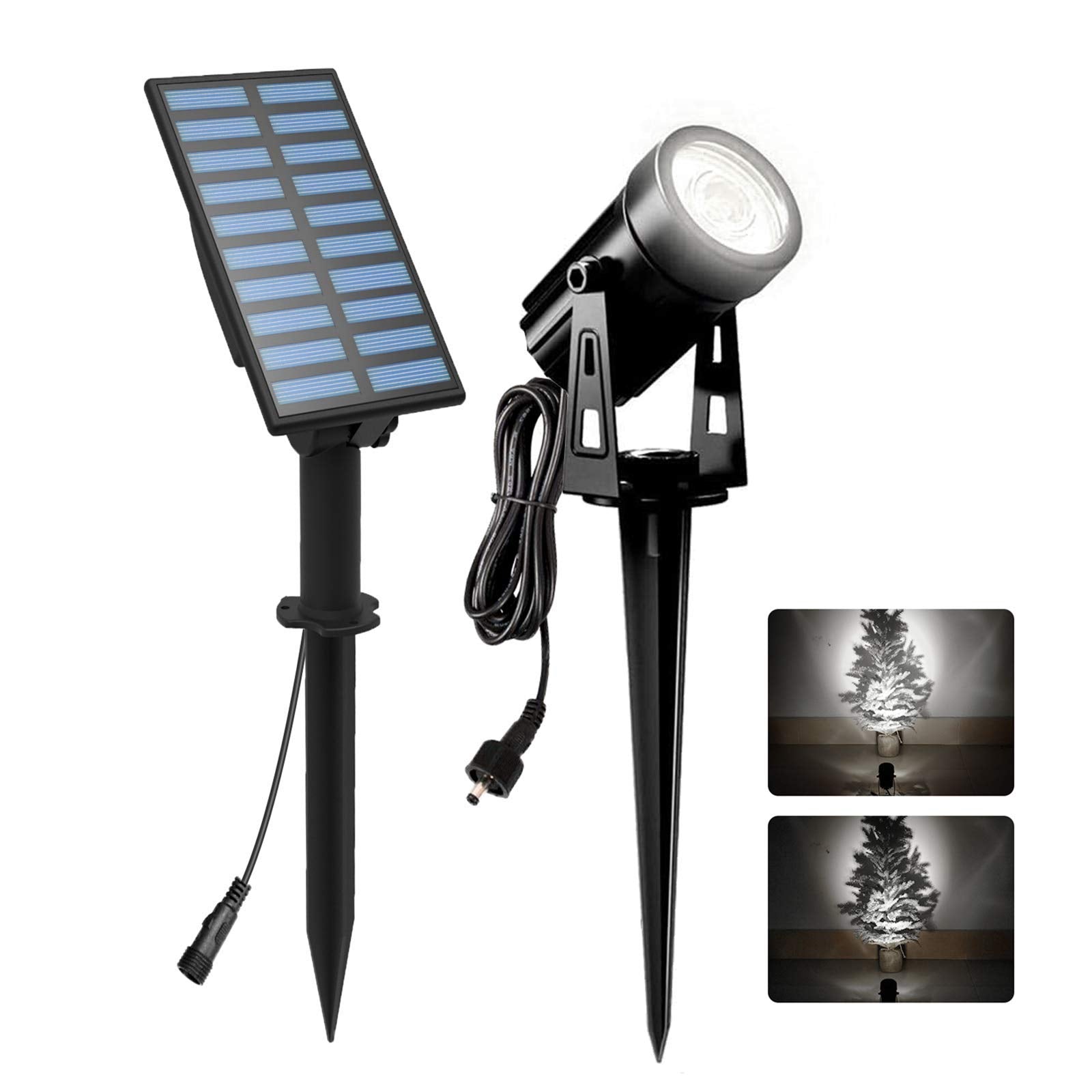T-SUNUS Solar Landscape Spotlights, IP65 Waterproof, 2000mAh Solar Panel, 9.8ft Cable, White 6000K, Model TS-S4201