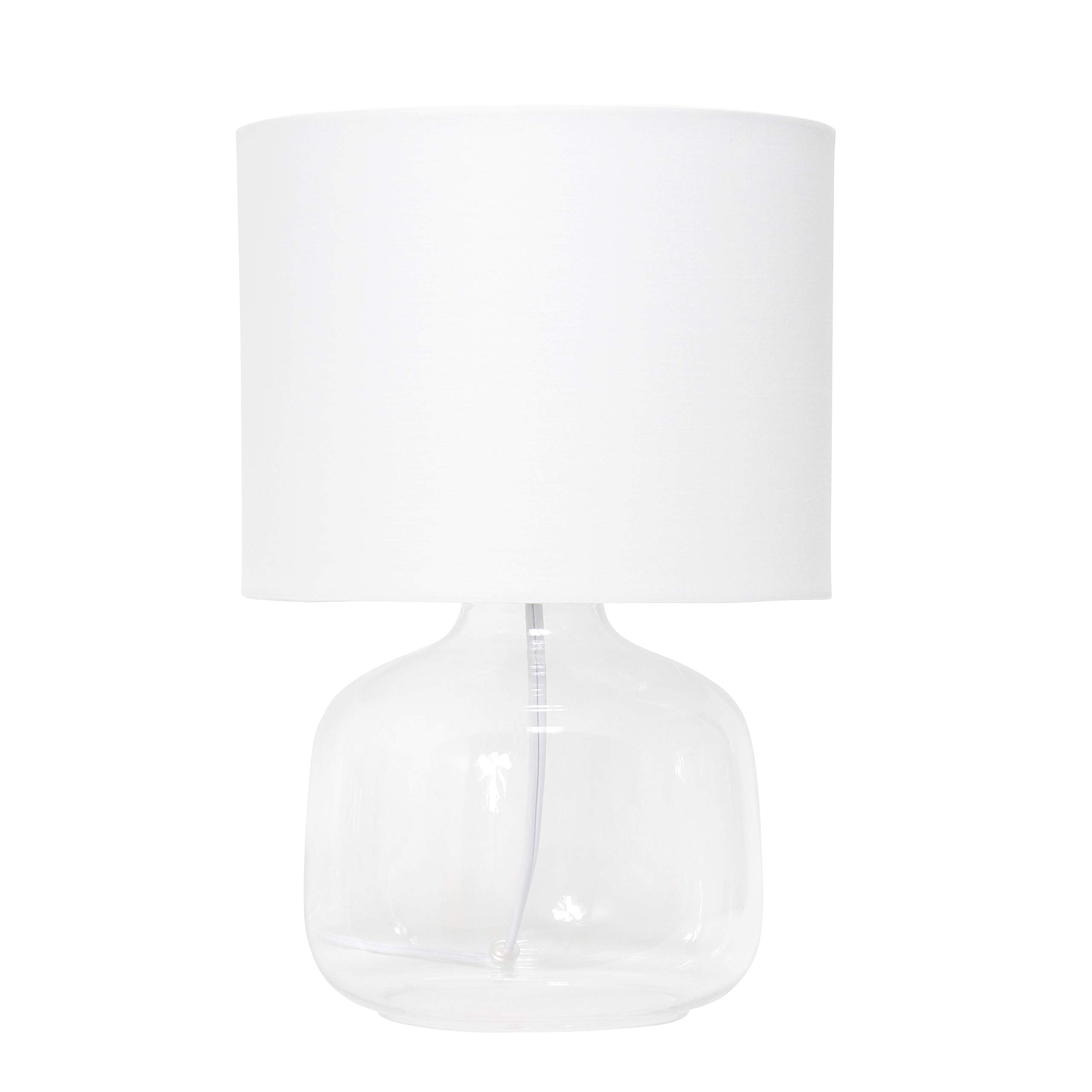 Simple Designs Lt2064-Clw Clear Glass Table Lamp With White Fabric Shade