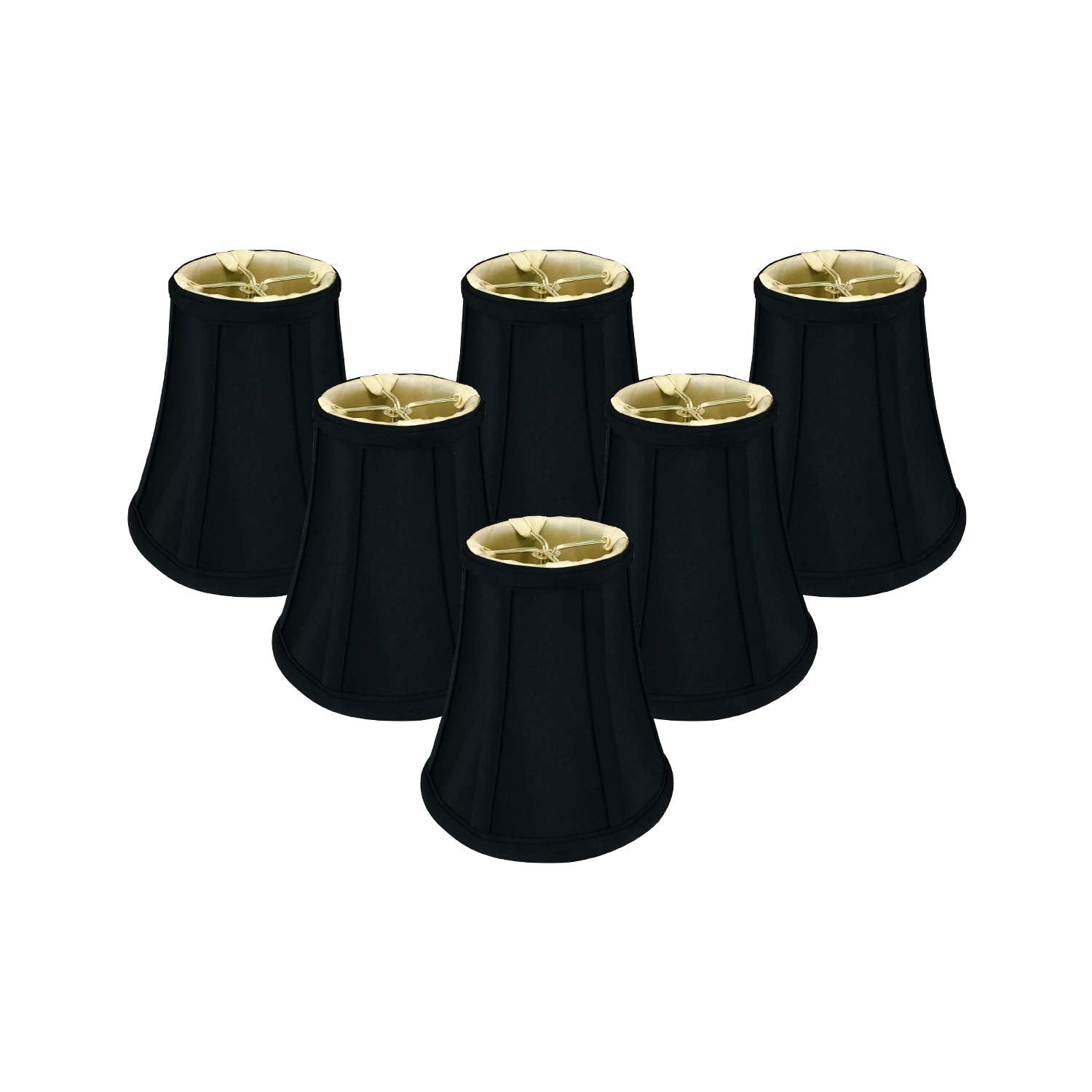 Royal Designs, Inc. True Bell Lamp Shade, Faux Silk, 3in x 6in x 6.25in, Black, 6-Pack, Model BS-704FC-6BLK