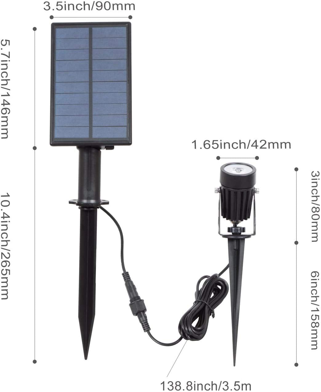 T-SUNUS Solar Spot Lights, 2-in-1 Outdoor Landscape Lighting, Waterproof, Blue, Model TS-S4201, for Yard, Driveway, Pool, Patio