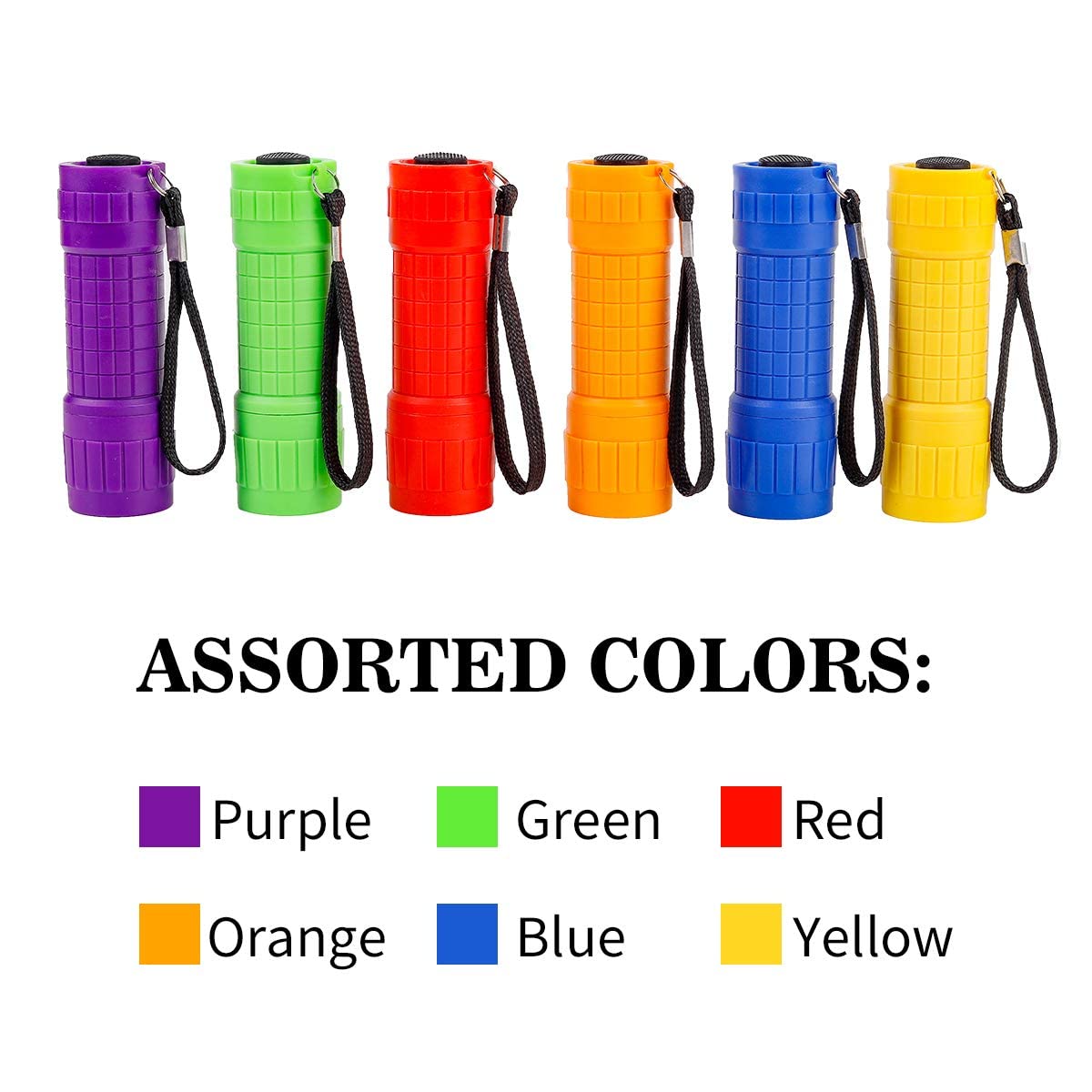 Whaply Small Mini Flashlights Pack Of 6,Assorted Colors,New Type Cob Light,With 18 Aaa Battery (6 Pack)