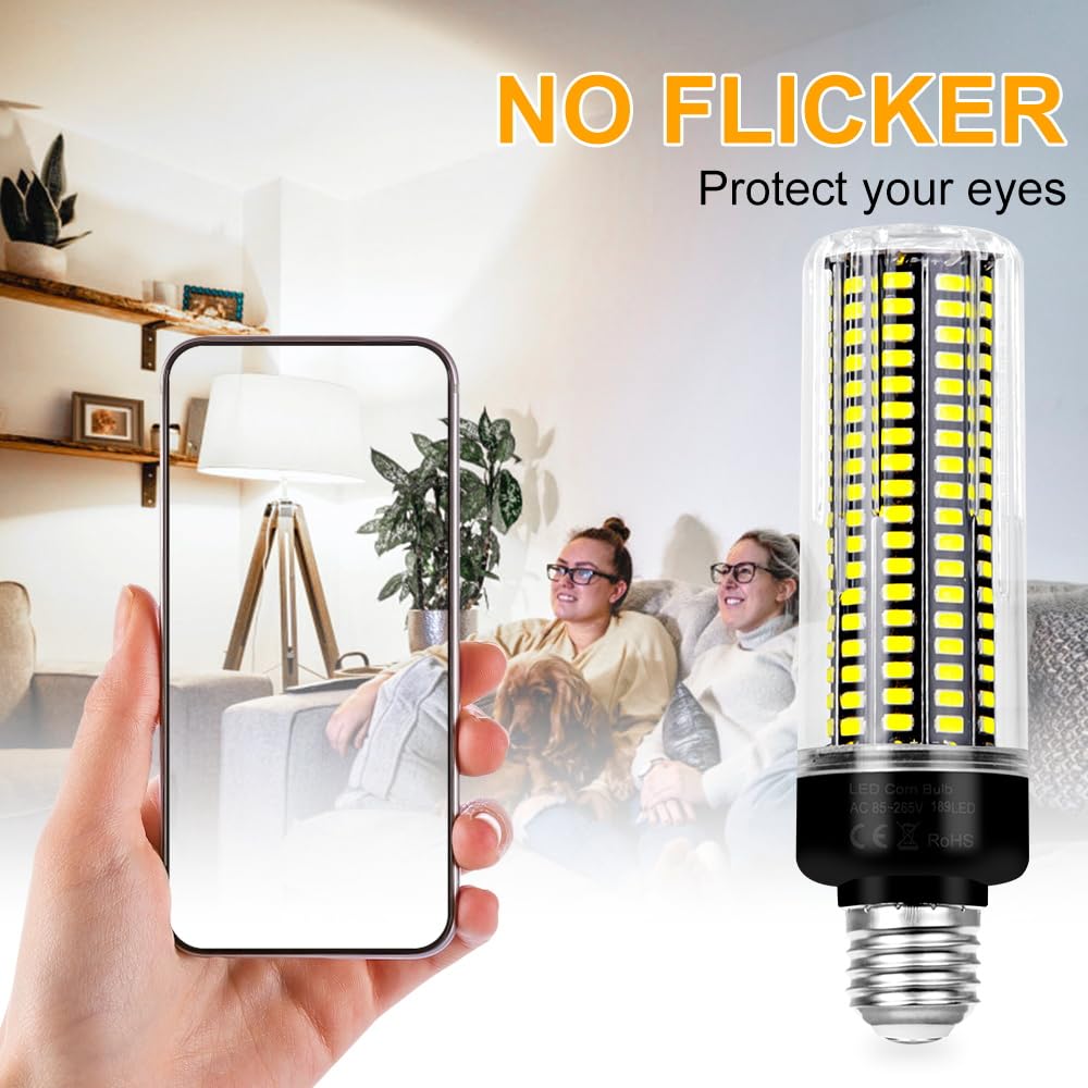 6Pack 350W Equivalent Led Corn Light 6000K Daylight Lamp Bulb 35Watts Super Bright 4041Lumen E26/E27 Medium Base Ceiling Fan Bul