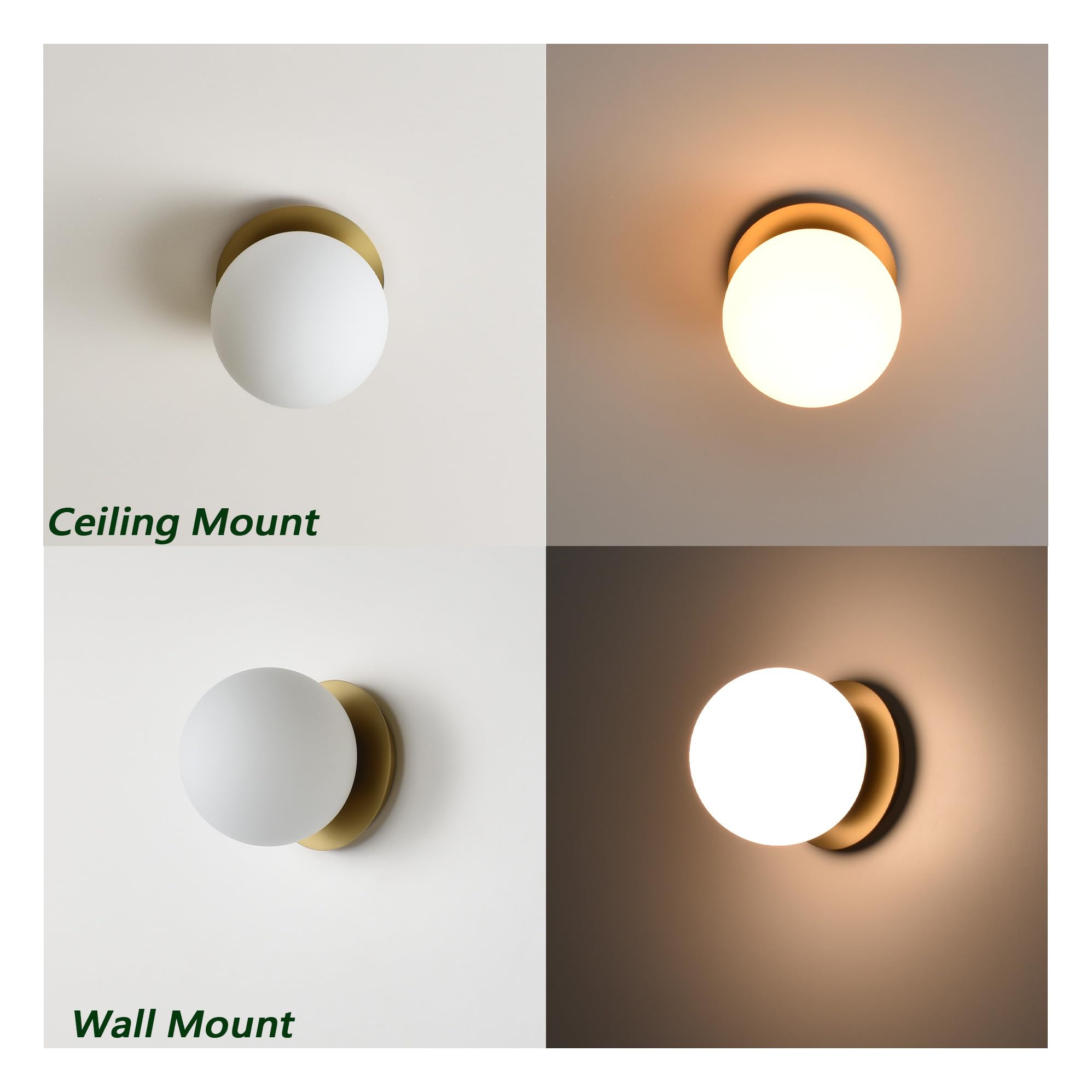 Wall Sconces, 1 Light Modern Globe Sconce In Aged Brass, Wall Light For Bedroom Bathroom Living Room & Hallway Vanity Lighting,