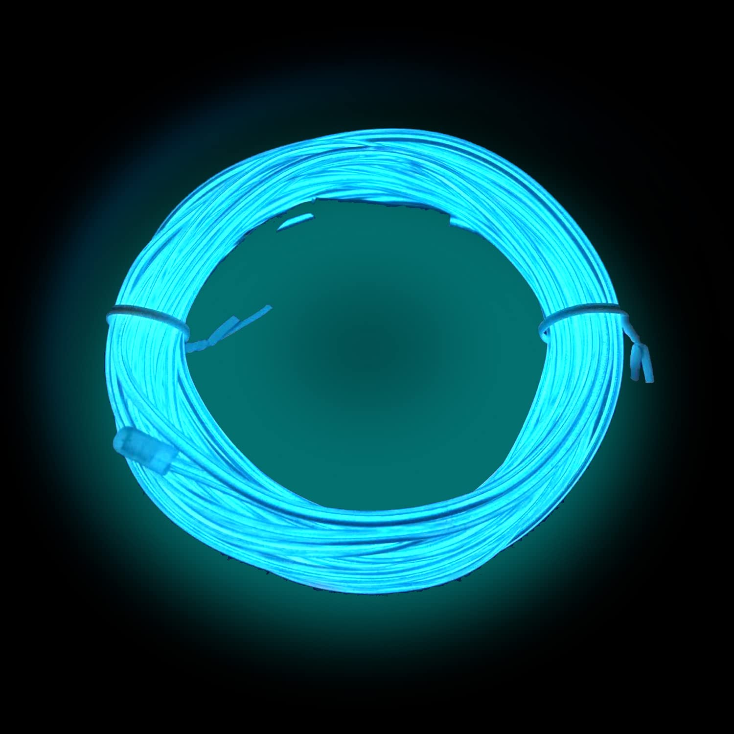 Maxlax El Wire Ice Blue, 32.8Ft/10M Portable Battery Pack Neon Lights Strip 360° Cuttable Glowing Rope Lights For Parties, Halloween, Diy Decoration