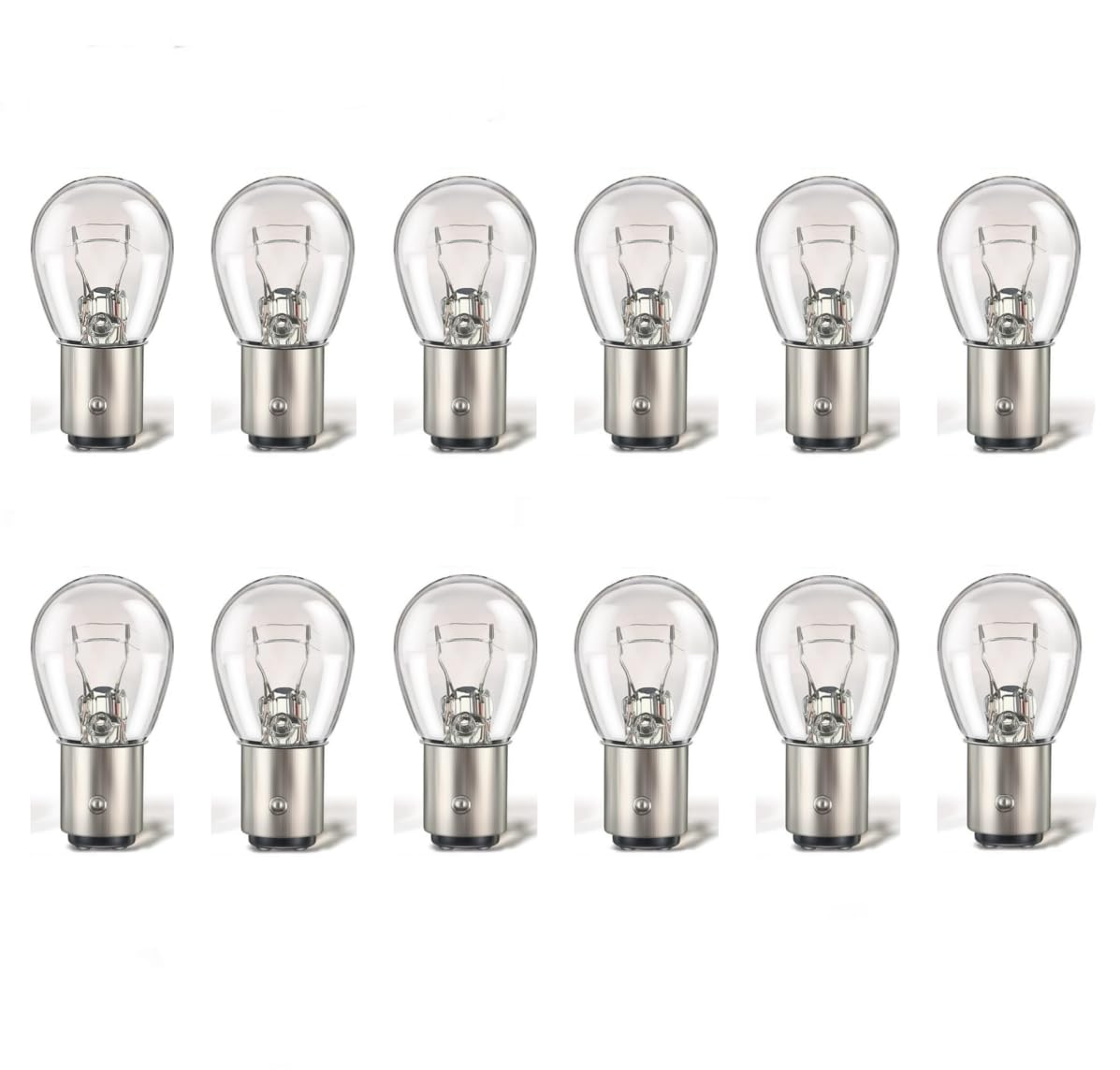 Kadiby 12 Pack 2057/1157/2357 Bulb Tail/Brake/Turn Signal Lights Long Life White Clear Auto Trailer Light Bulbs S25 P21/5W 2057Ll 2057A 2057Nall 2057Cv Bay15D Lighting Fit For Cars And Motocycles