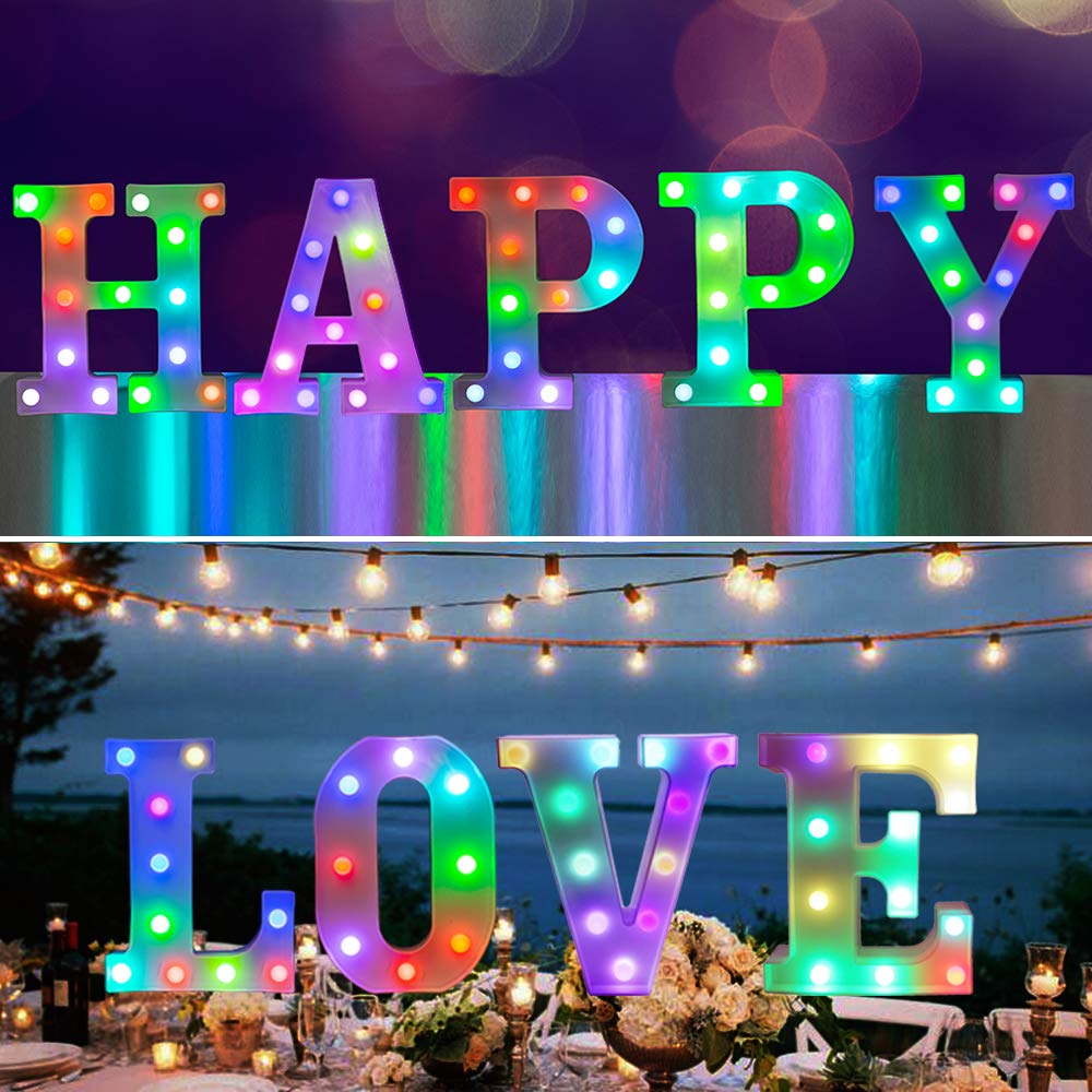 Pooqla Colorful Led Marquee Letter Lights With Remote - Rgb Plastic Party Decorations - Model Jh-Qcbzm-21